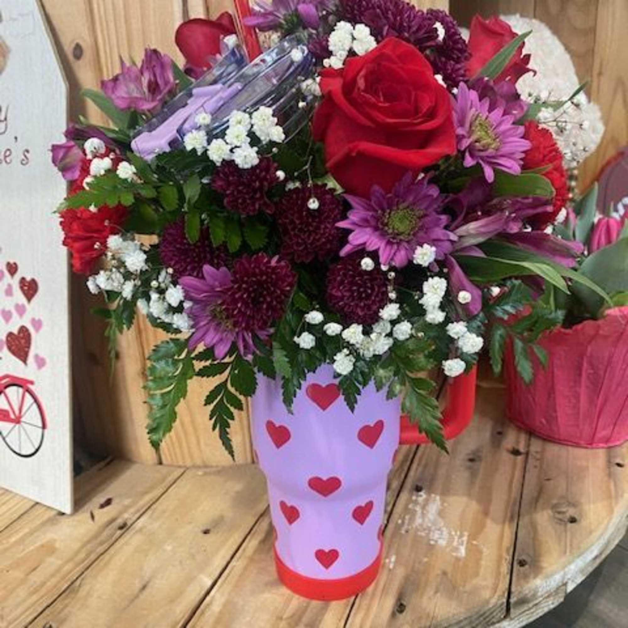 Surprise her with a 40oz Valentine's Tumbler with color coordinating flowers! 4