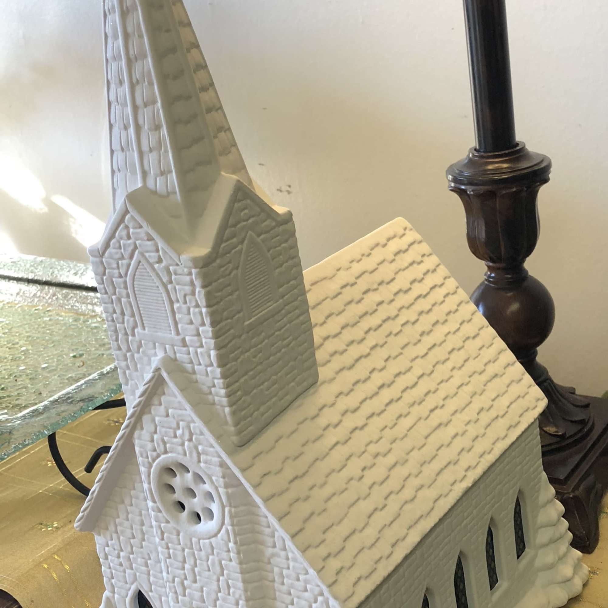  Lighted and musical white ceramic inspirational church&hellip; It measures 18 inches