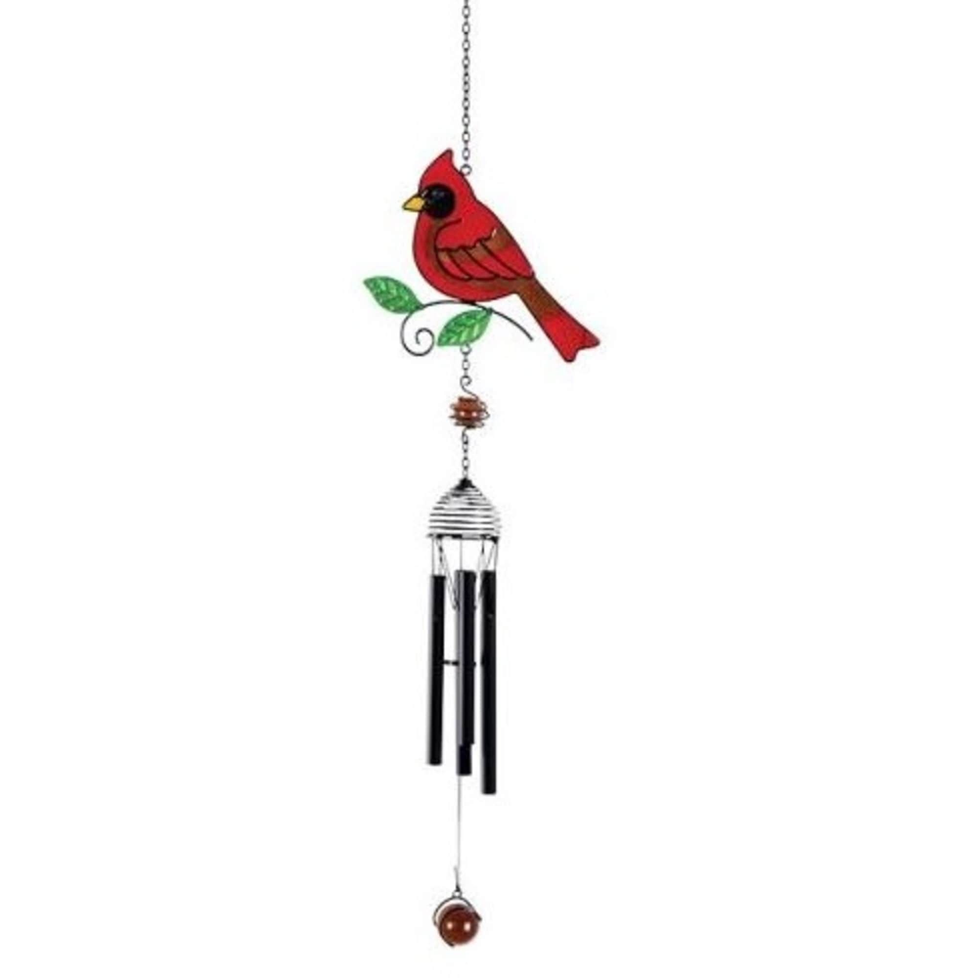 This colorful sun catcher Cardinal mini chime is 26in long. Sold individually