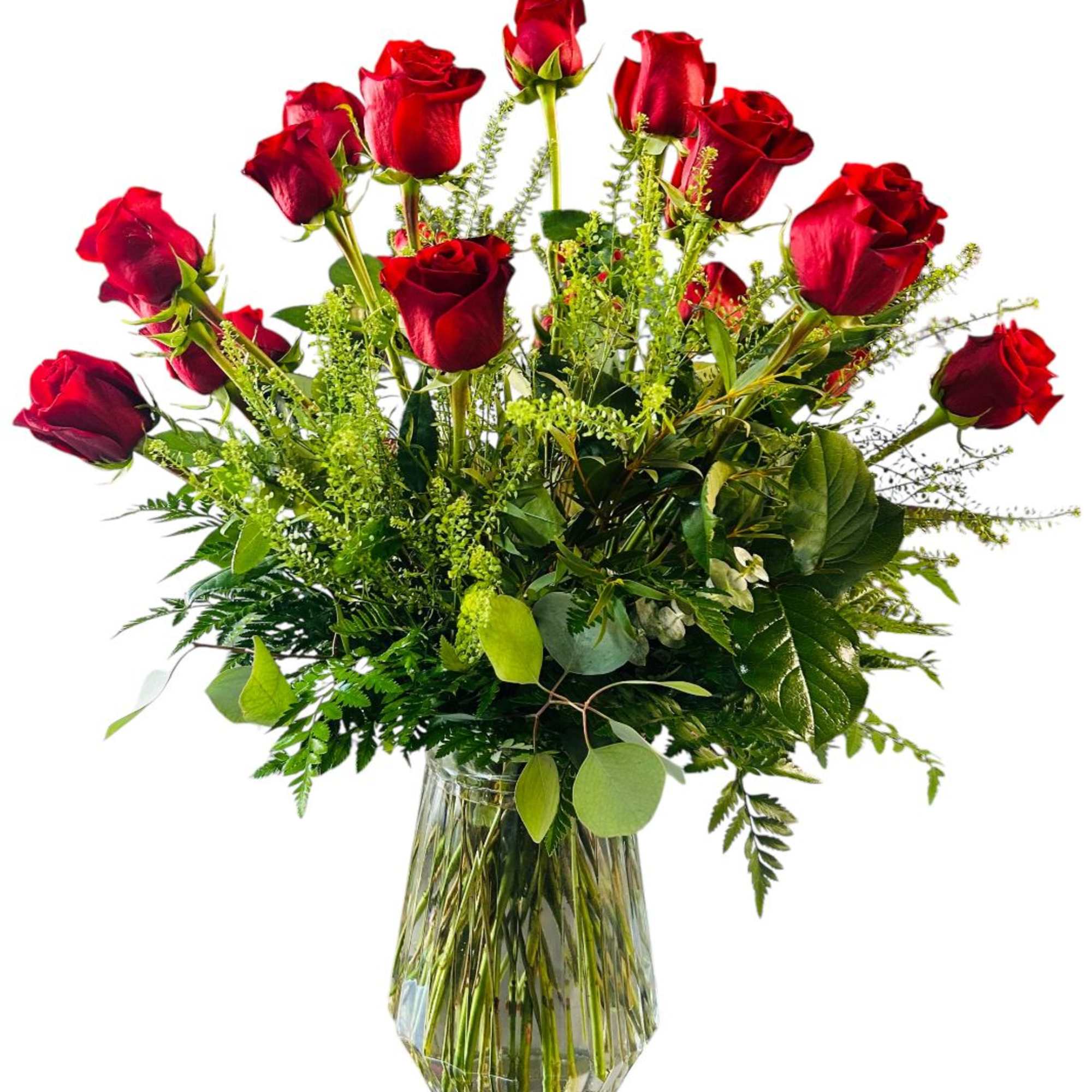 Two Dozen Red Roses in a Clear Glass Vase

This stunning two dozen