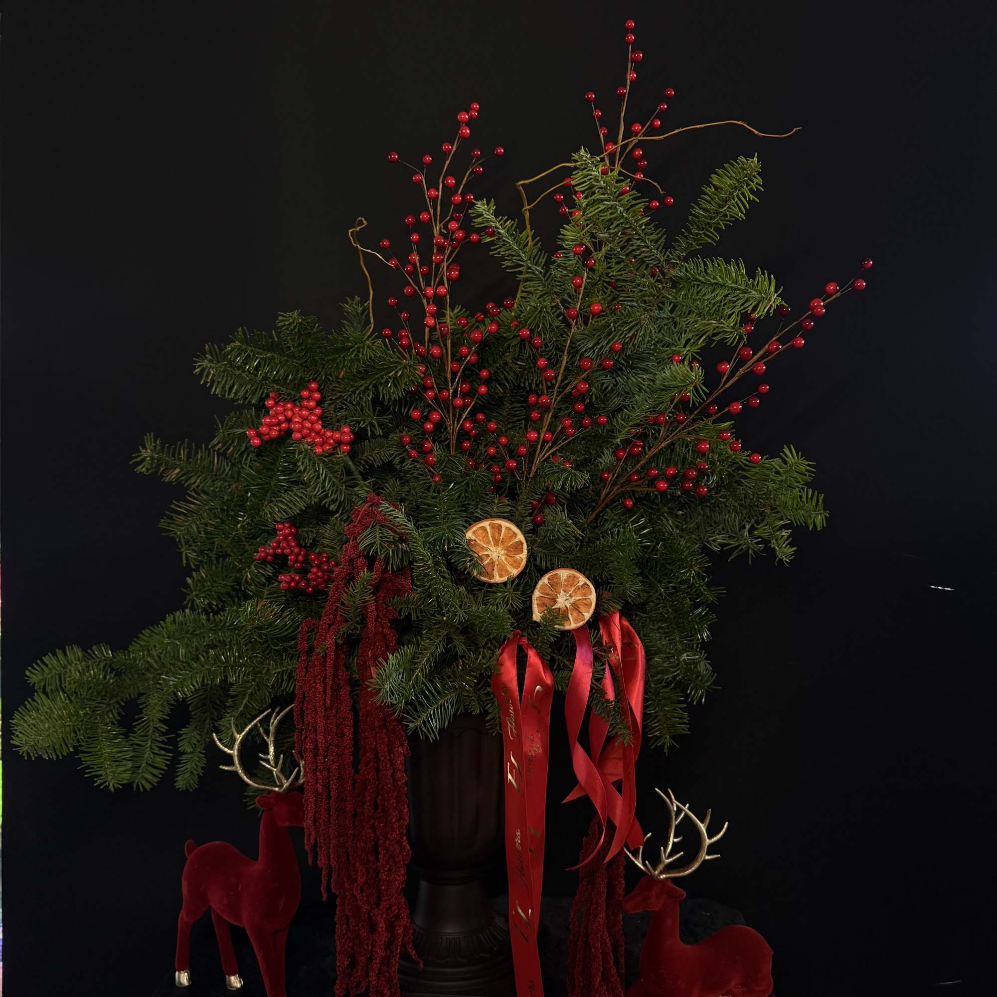 A stunning holiday centerpiece designed to bring instant Christmas magic into any