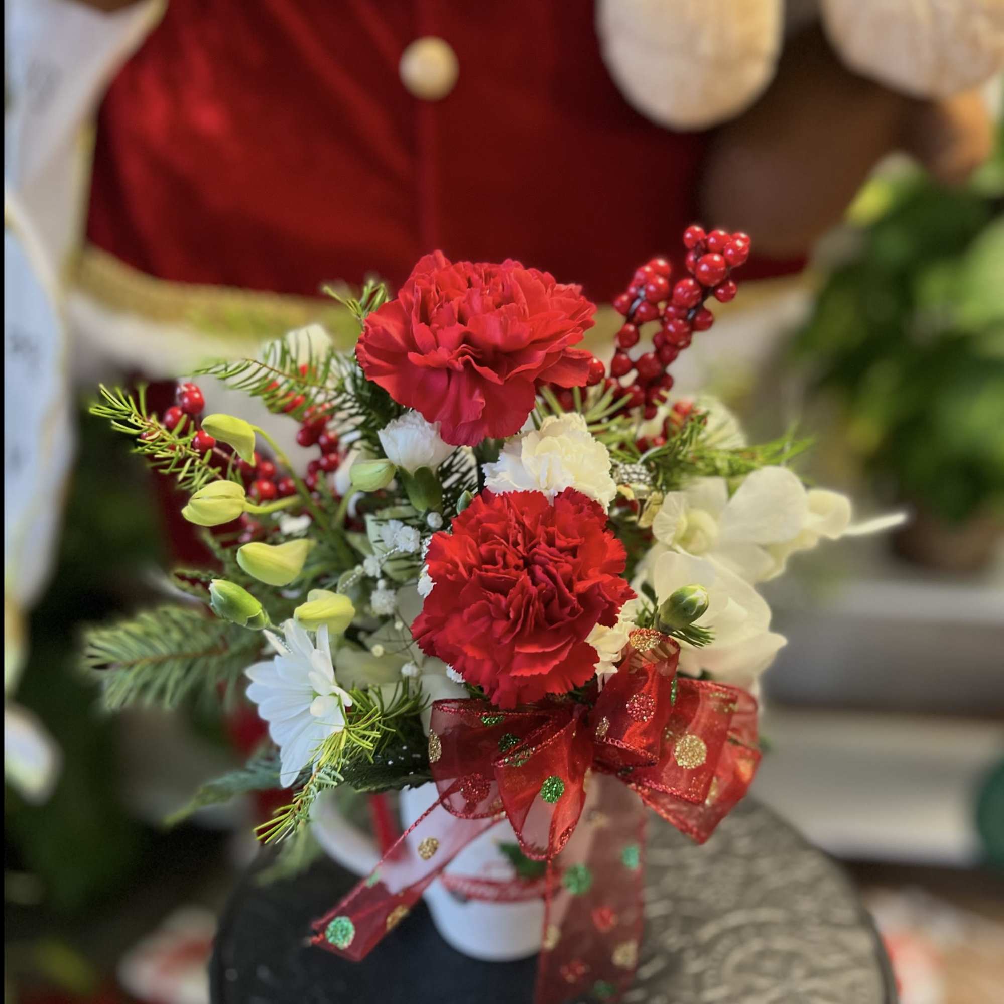 fresh flowers in  Xmas mug 