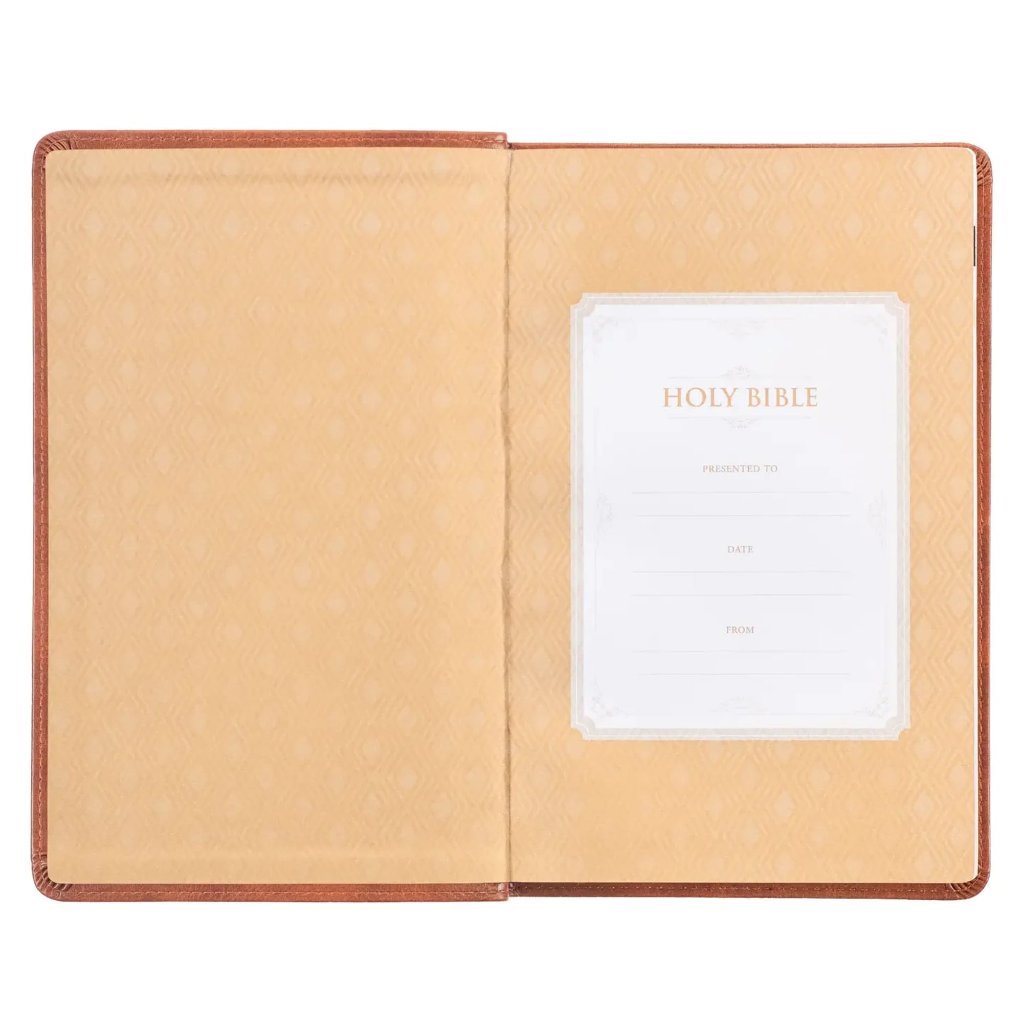 The Honey-brown Faux Leather King James Version Deluxe Gift Bible combines timeless