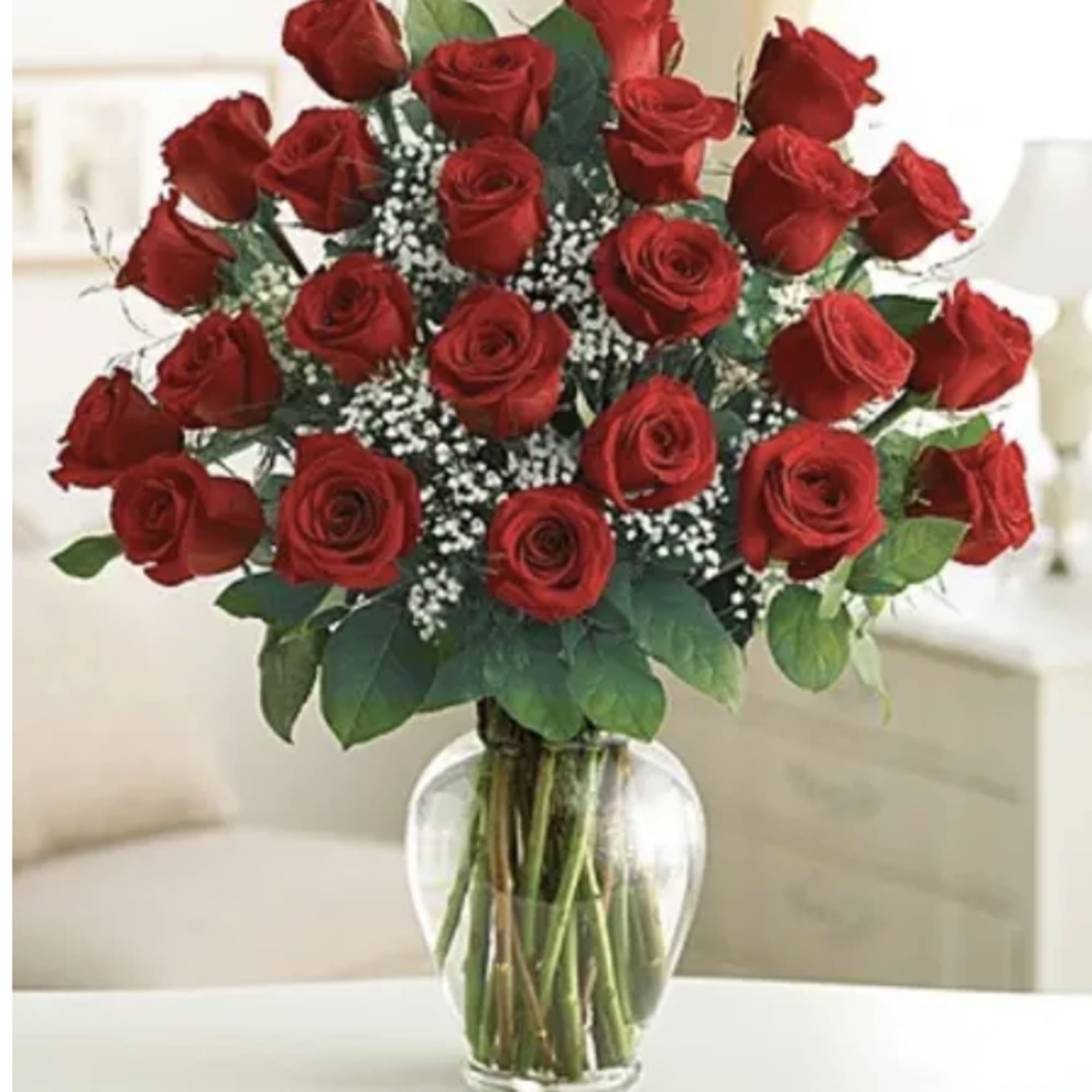 A dozen gorgeous red roses are the perfect romantic gift to send