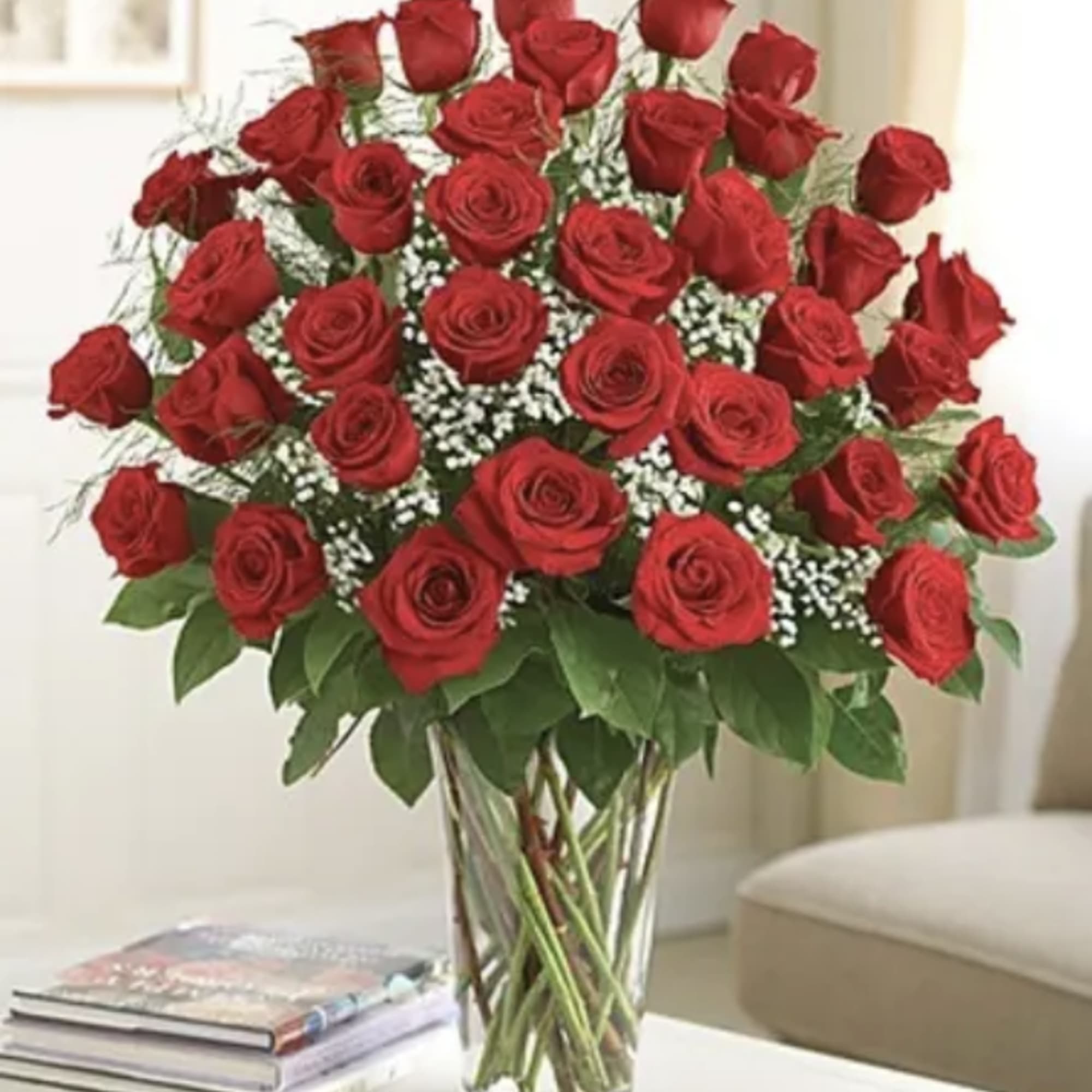 A dozen gorgeous red roses are the perfect romantic gift to send