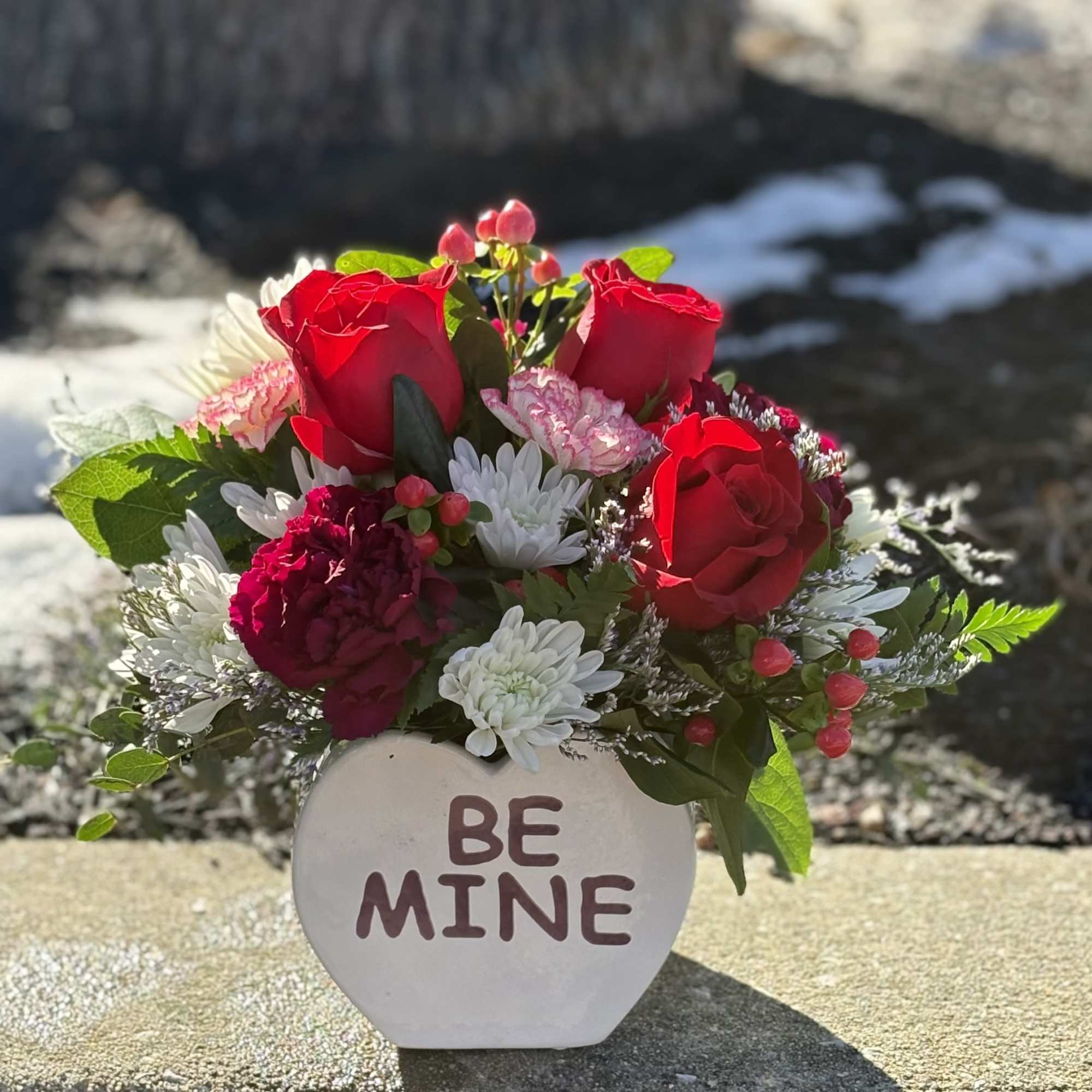 Ceramic conversation hearts filled with a variety of seasonal favorites! Let us