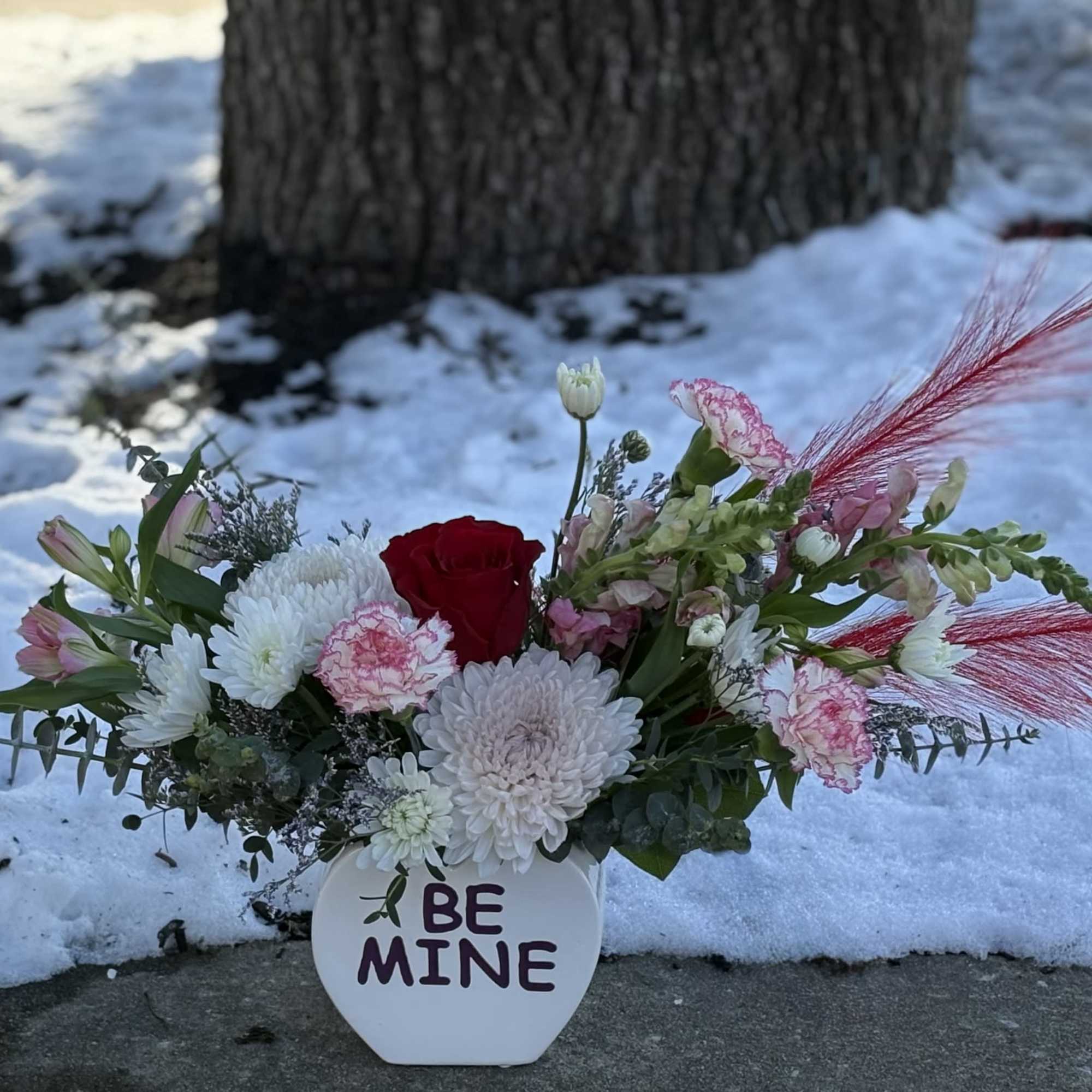 Ceramic conversation hearts filled with a variety of seasonal favorites! Let us