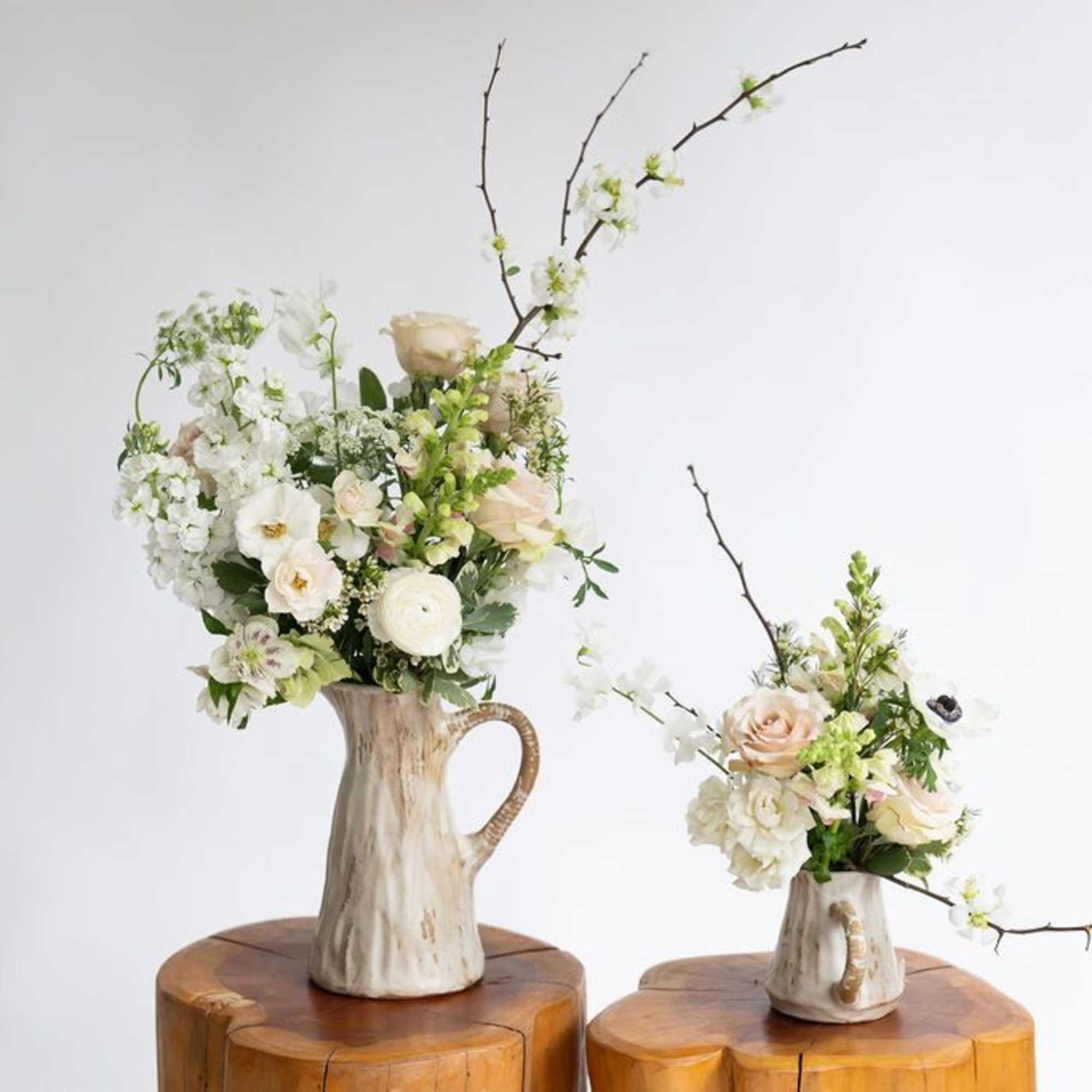 Soft and serene, shades of spring green, cloud white and subtle blush