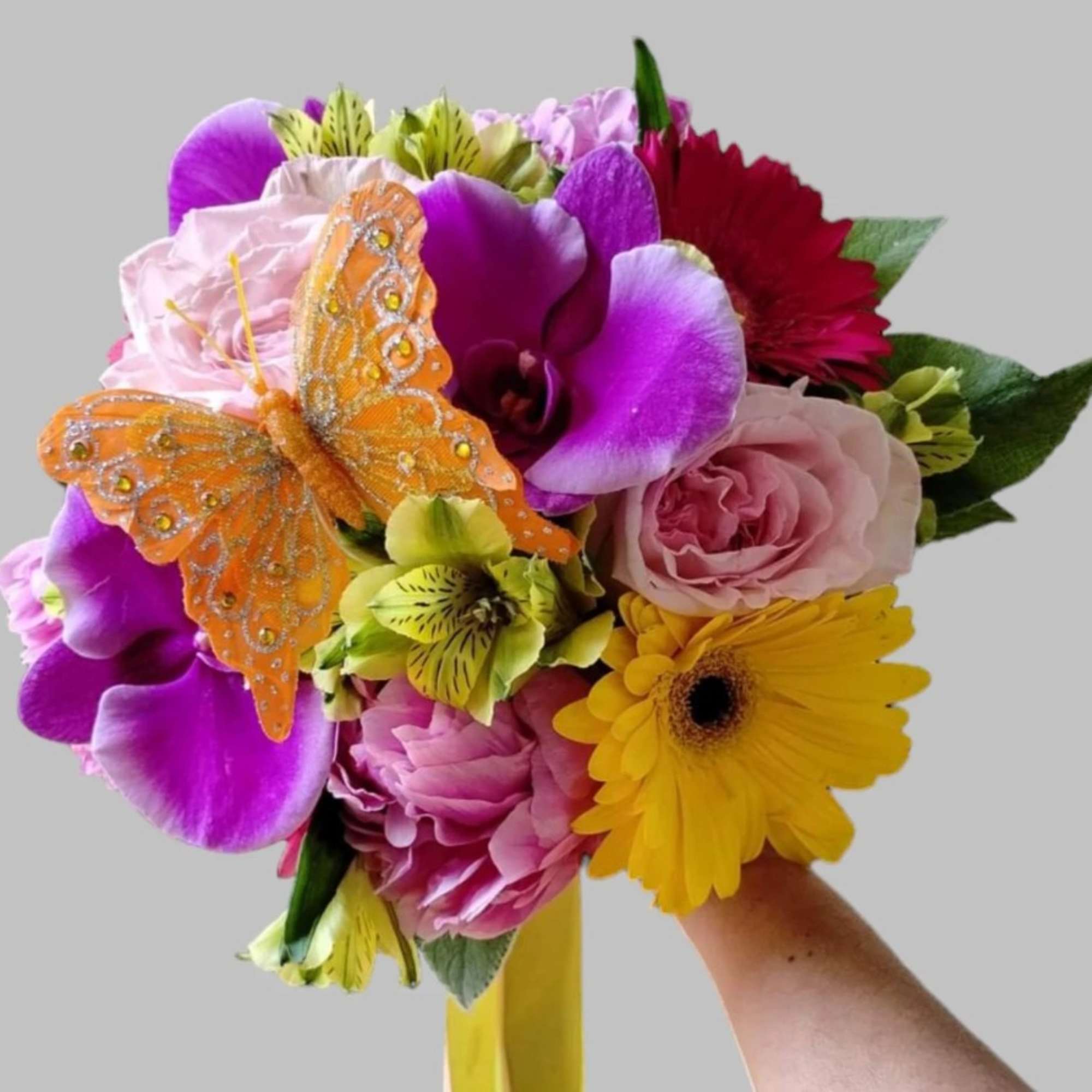 Beautiful and colorful for prom or wedding. Hand held wrapped bouquet with