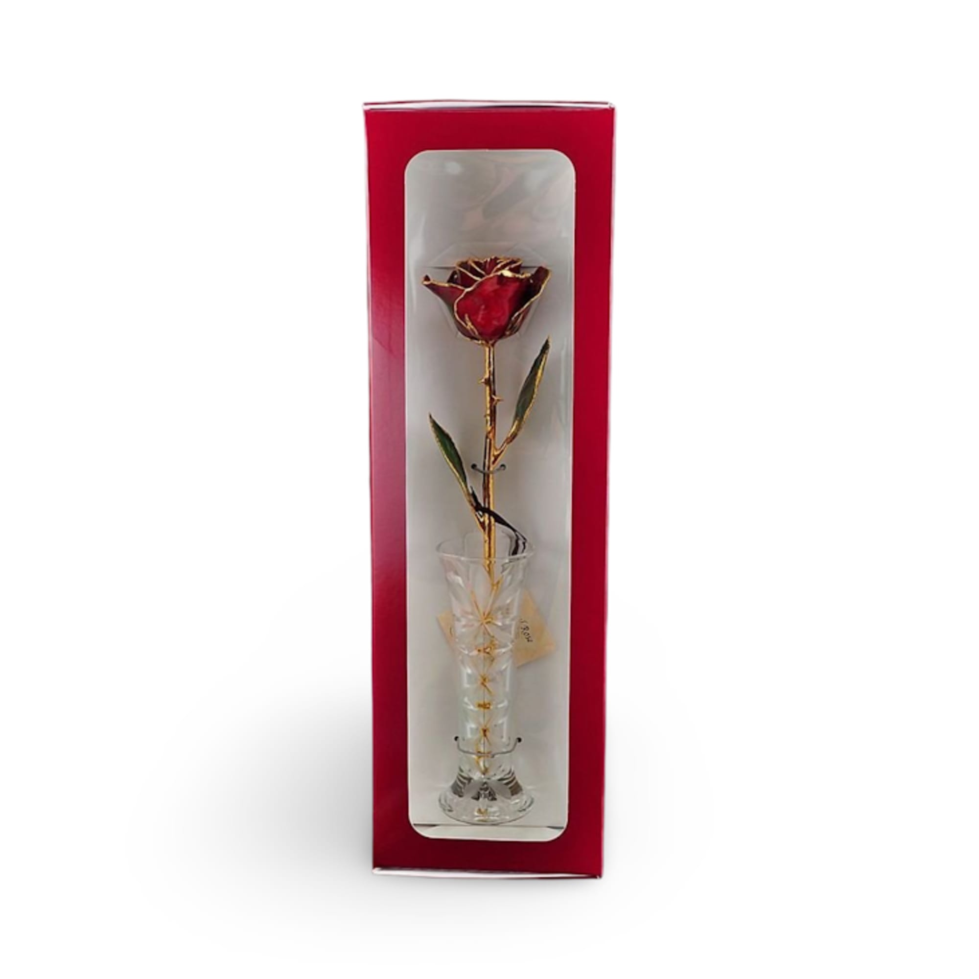 A real rose preserved to last and then trimmed with real 24kt