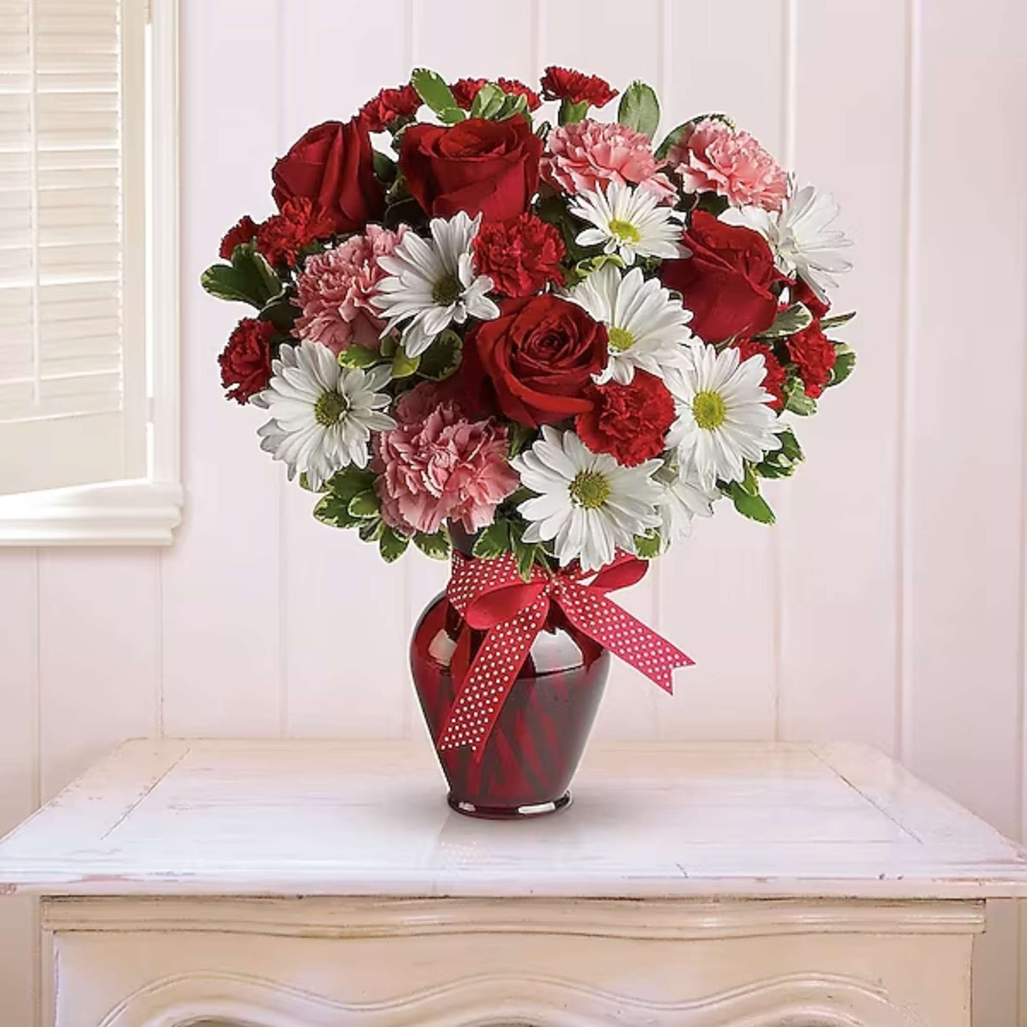 Delight your love with this beautiful bouquet of bright white chrysanthemums, precious