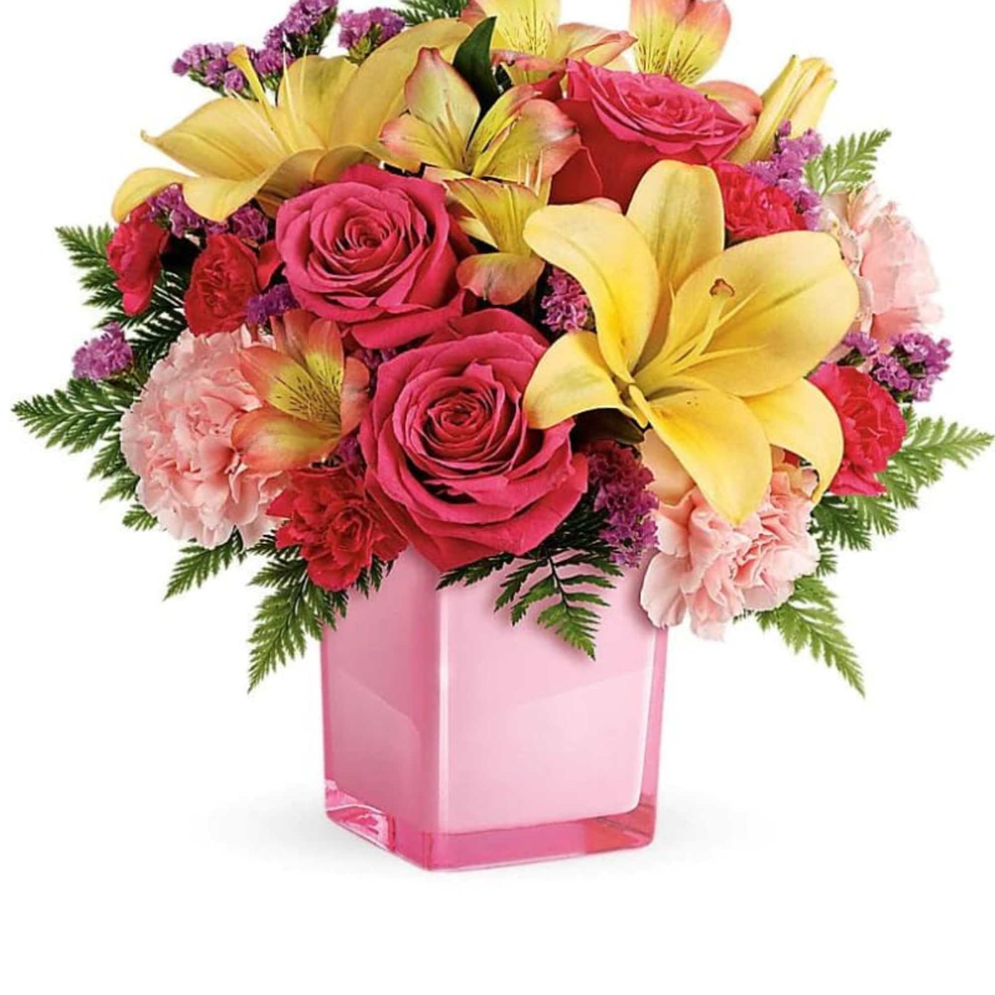 Pop go the petals! This festive, fun-loving mix of flowers is a