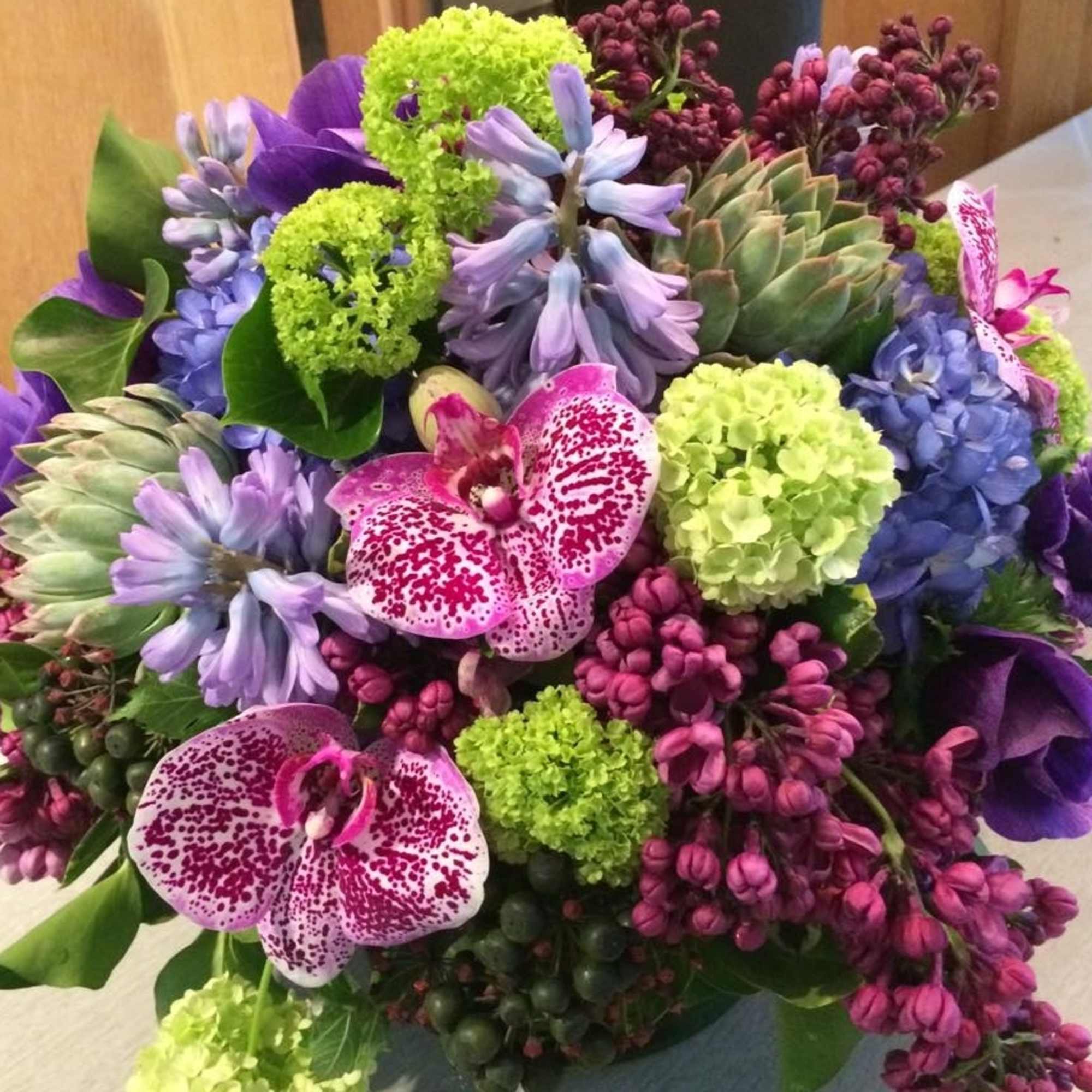 A large arrangement that is appropriately scaled for an office, living room