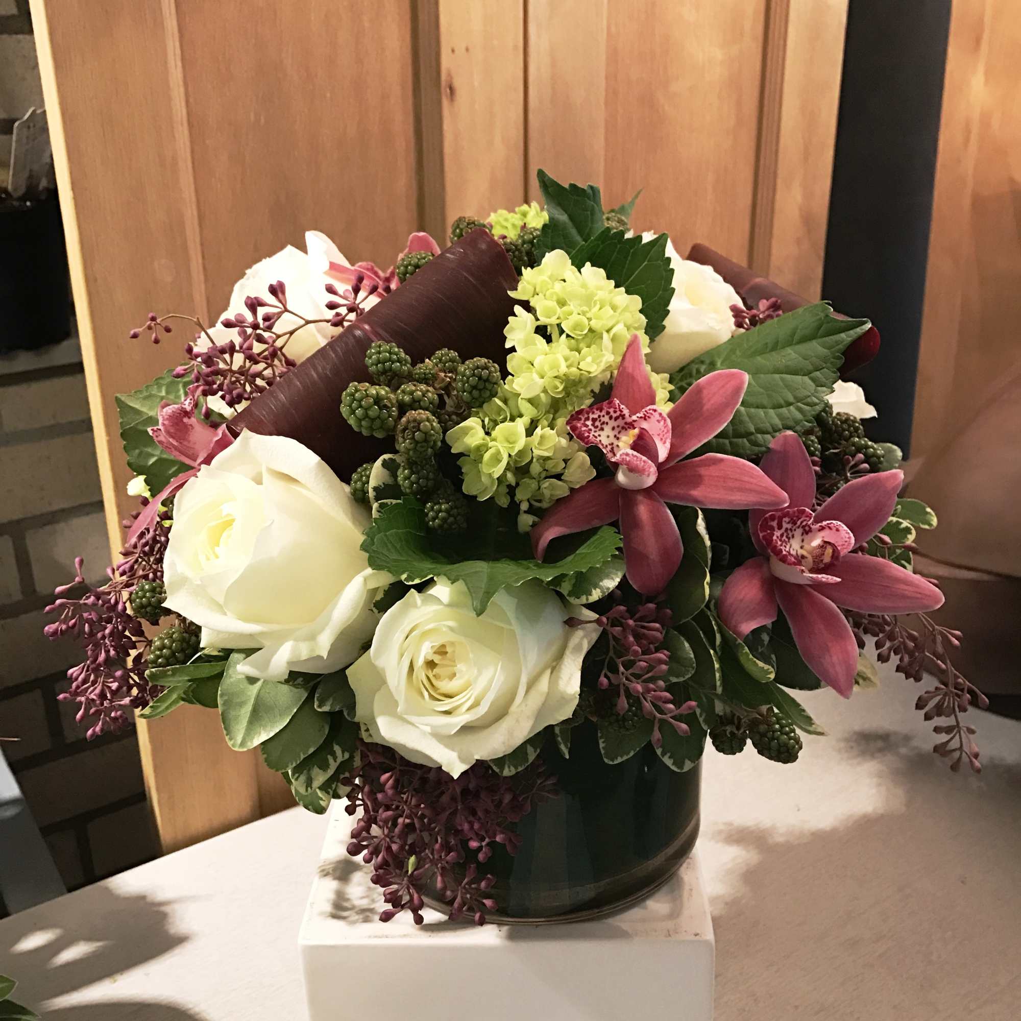 A large arrangement that is appropriately scaled for an office, living room