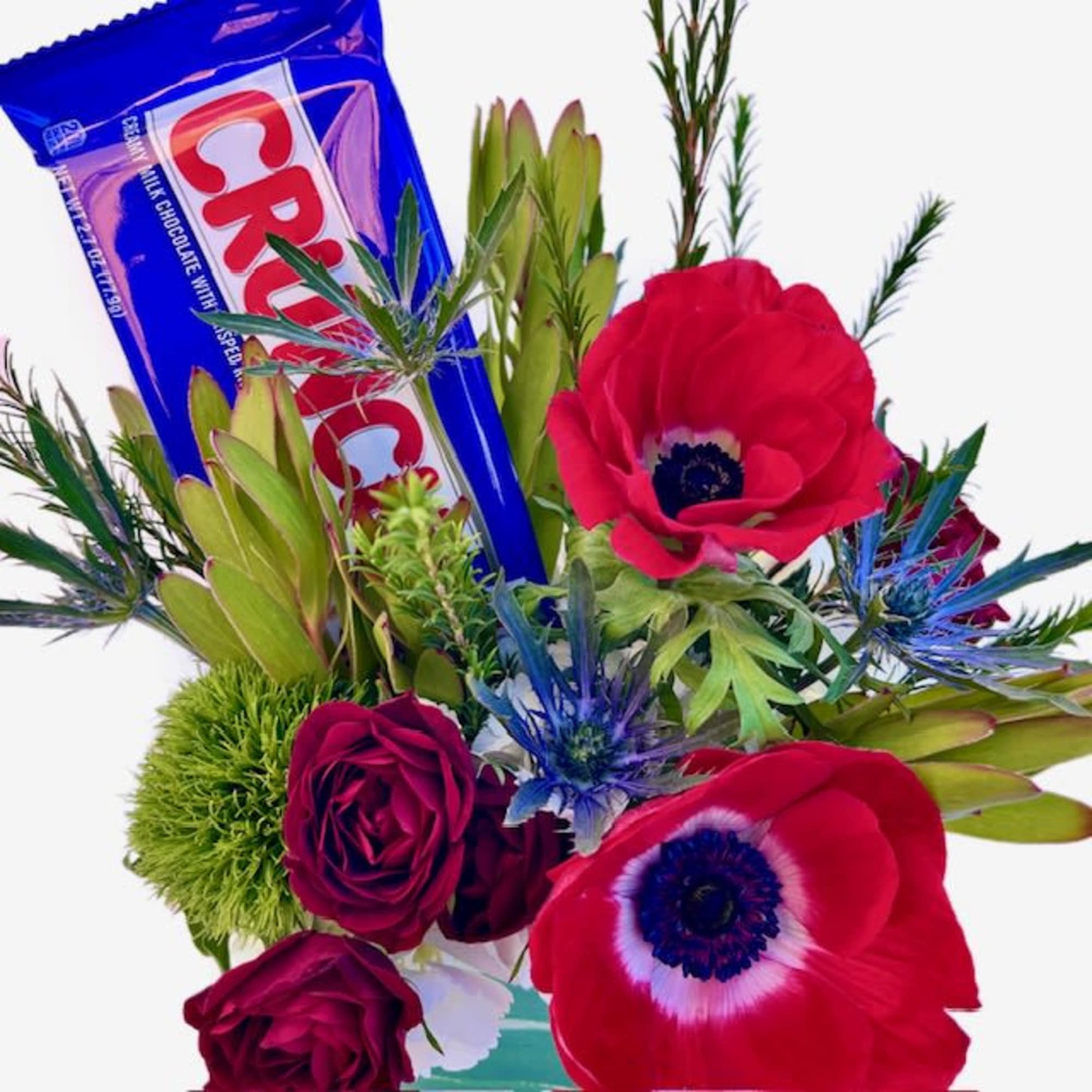 Got a *crunch* on someone special? This playful arrangement combines bold red