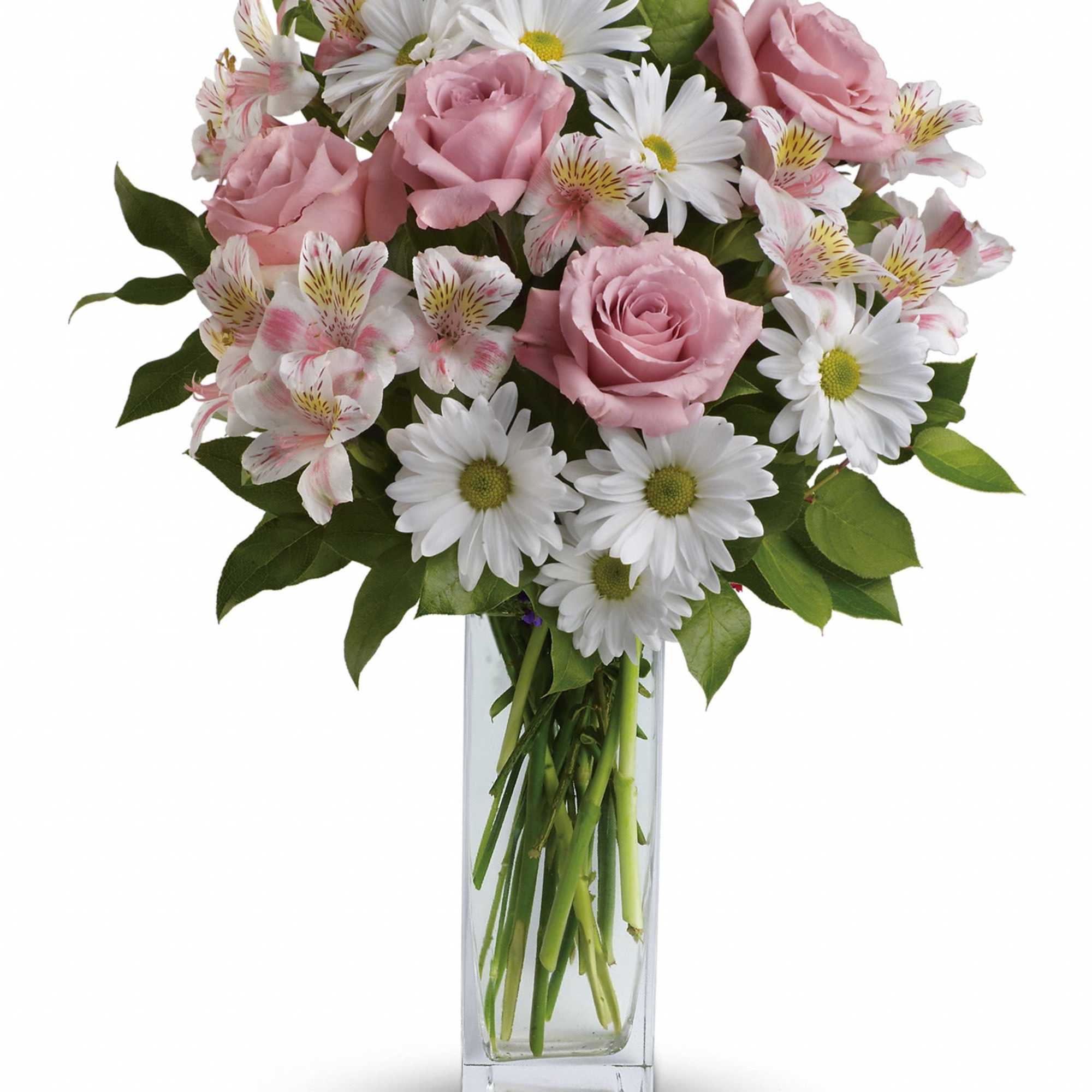Soft and delicate, this pale pink and white bouquet speaks to the