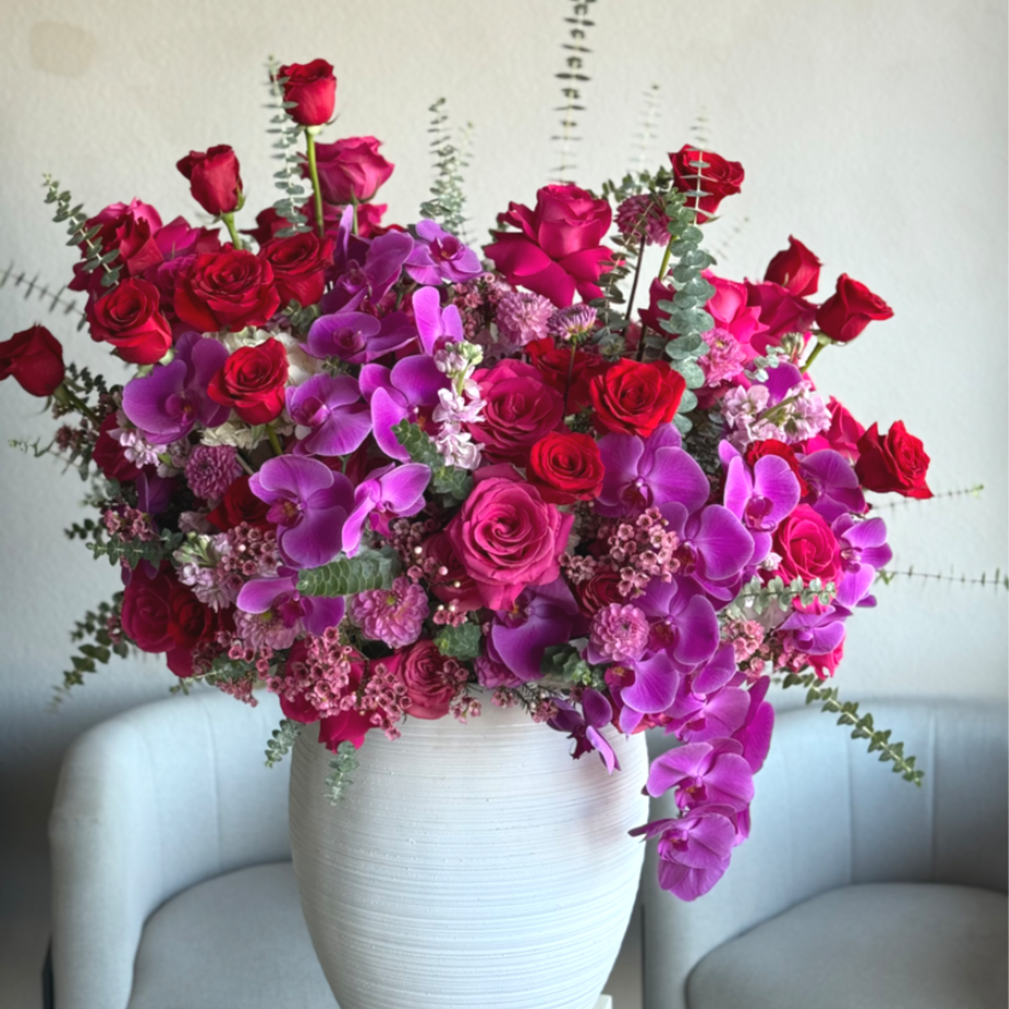 Rouge &amp; Fuchsia &ndash; Grand Arrangement &mdash; A breathtaking, statement-making arrangement designed