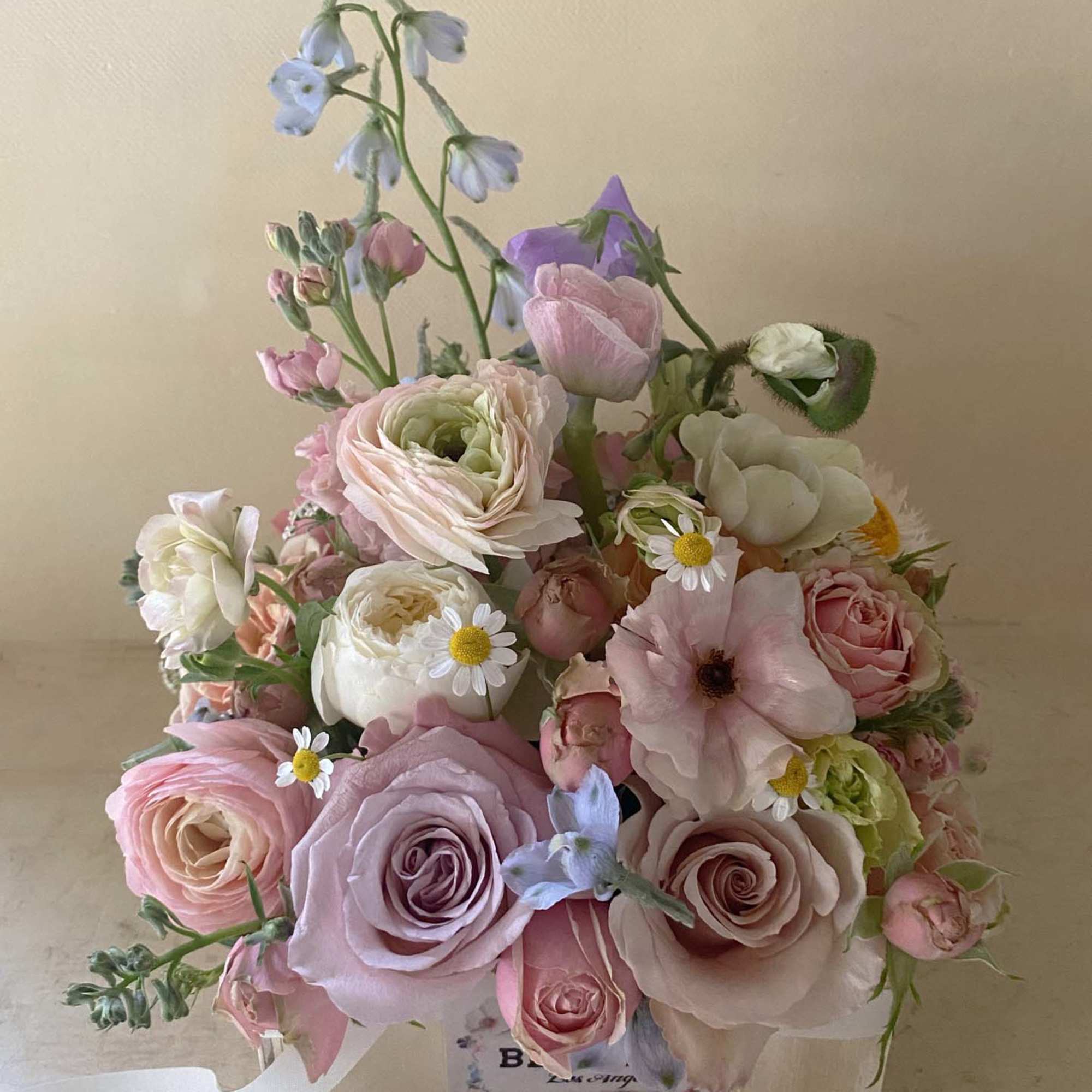 Adorable box of dreamy pastel flowers, with the feel of a flower