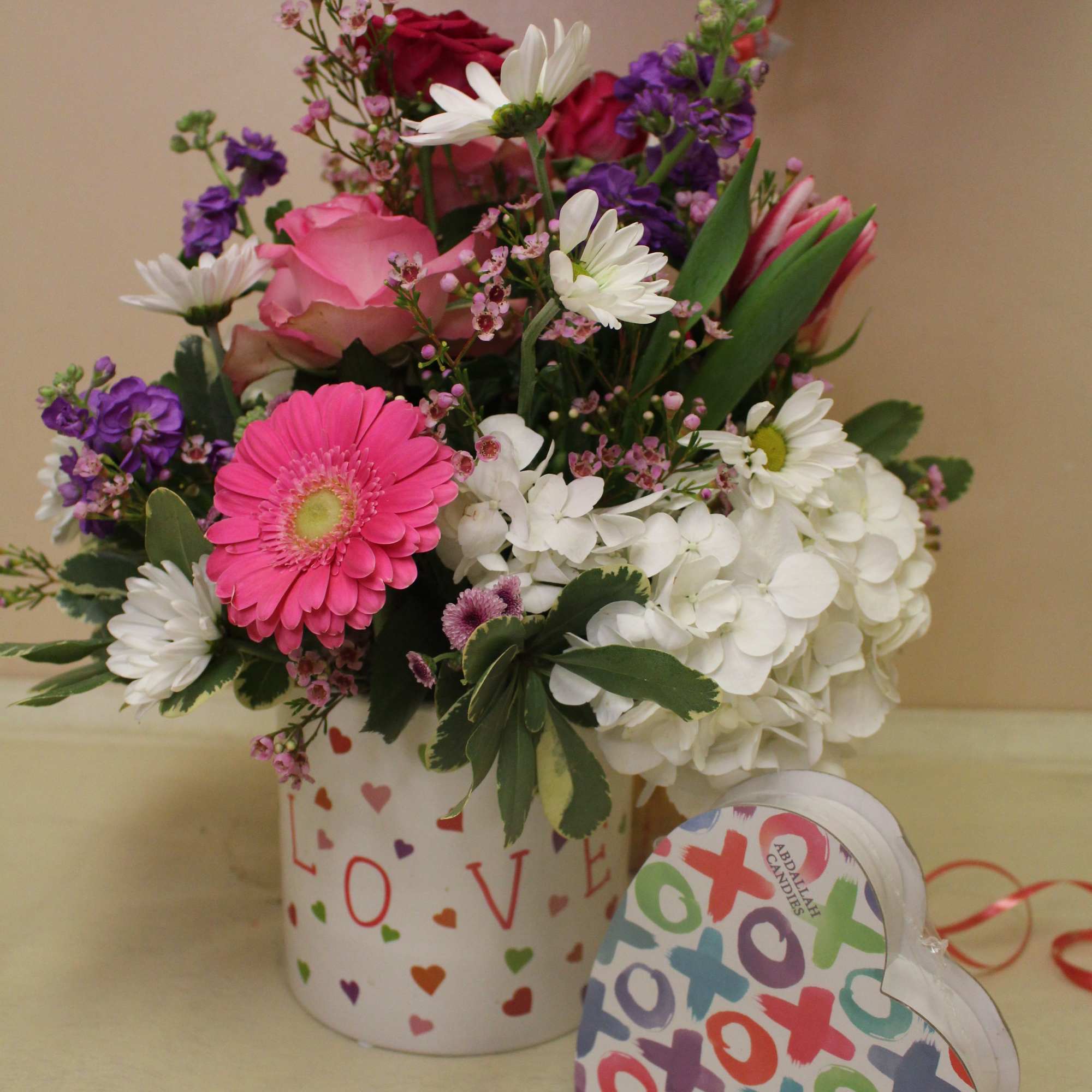 All in one, Flowers, chocolates and a balloon 