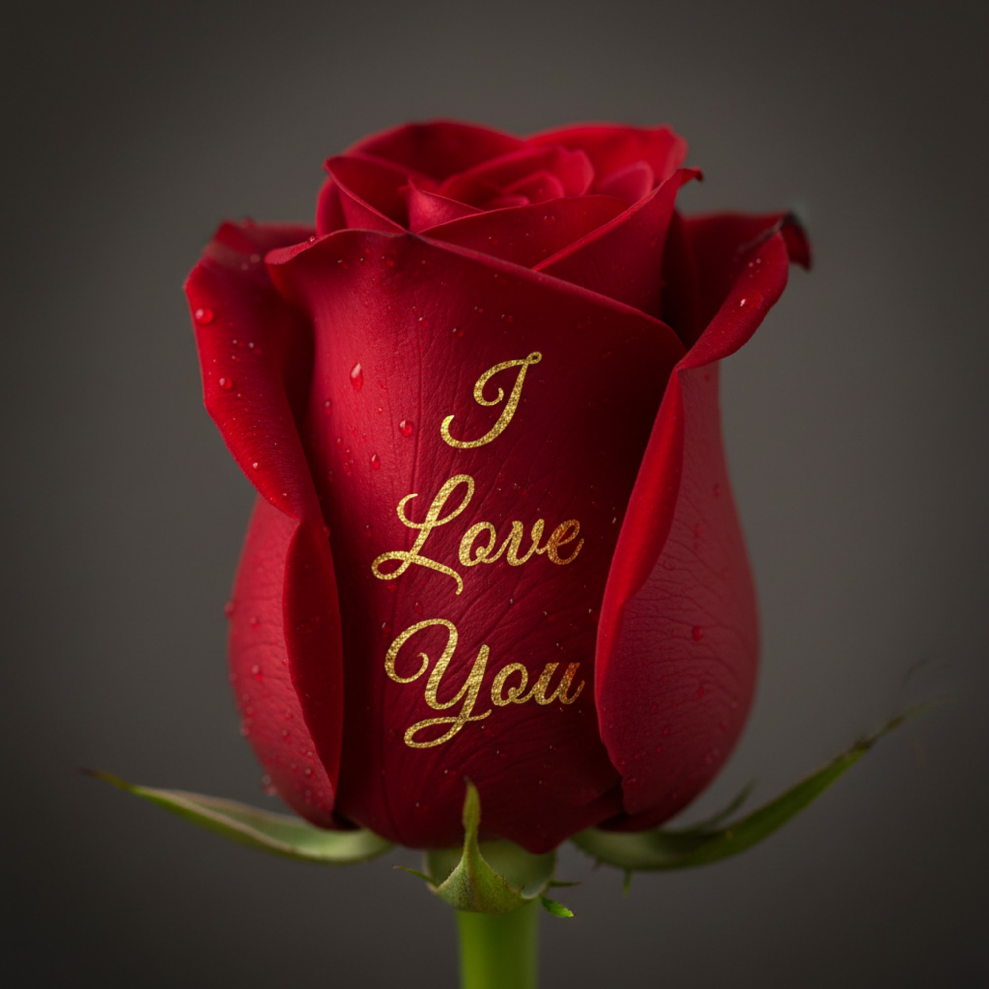 One dozen long stem roses each individually rose personalized with the message
