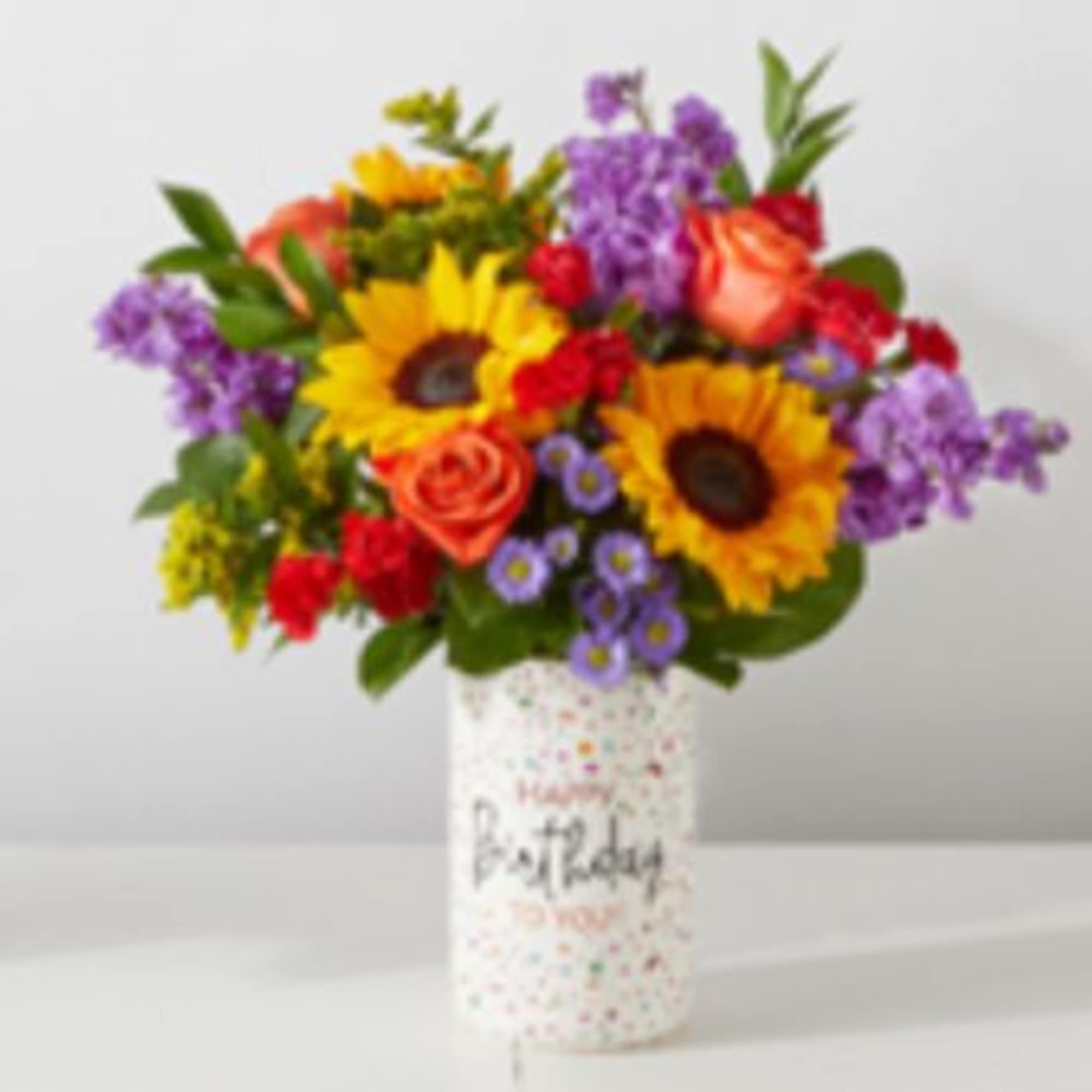 Nothing says Happy Birthday like this lovely vase filled with Bright and