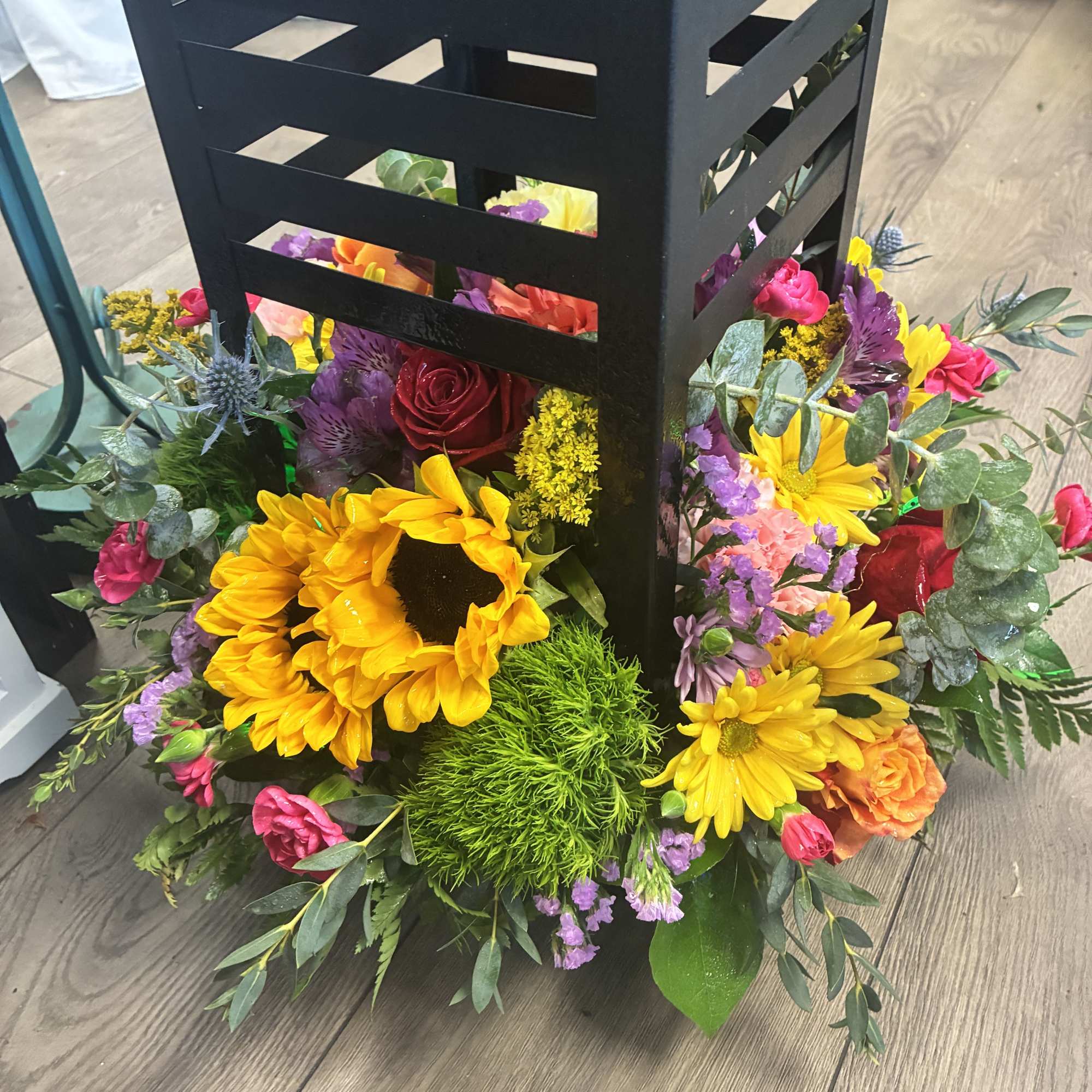 A unique flower arrangement designed to truly impress and excite anyone that