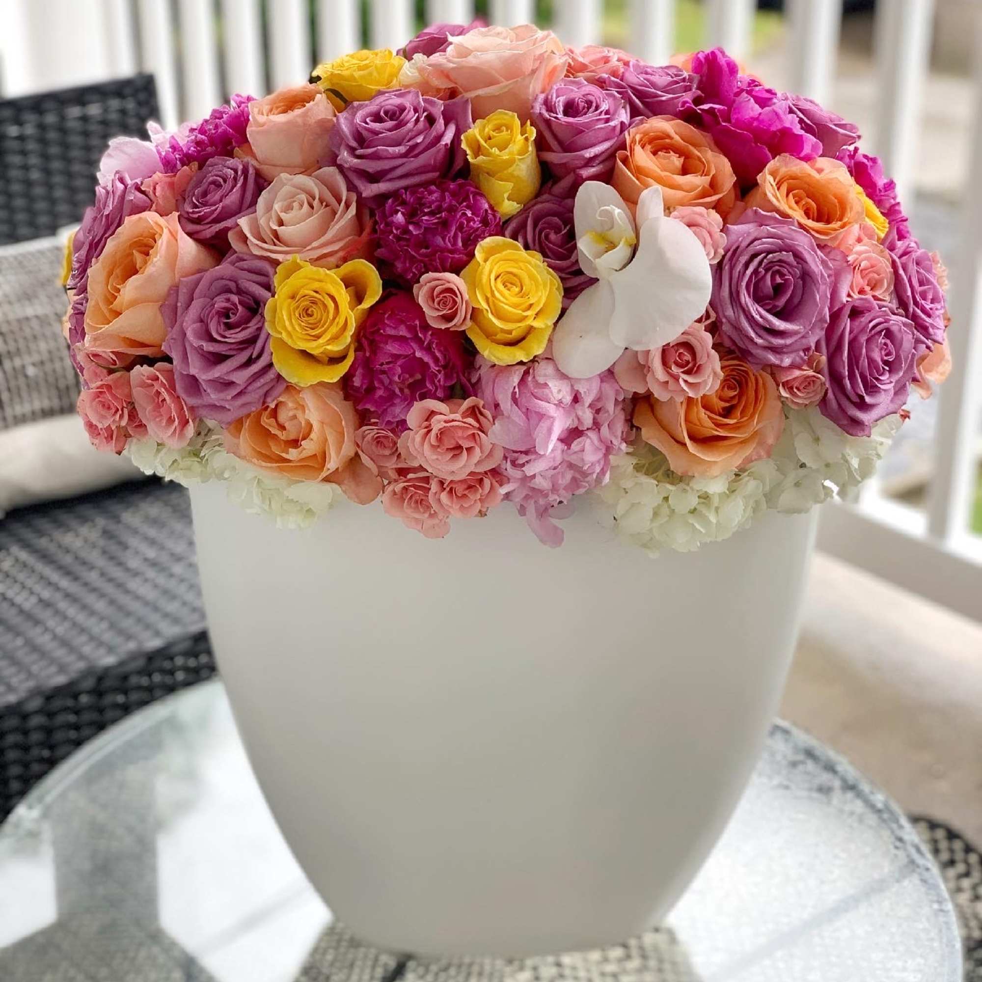 Marie Antoinette is a vibrant and luxe arrangement perfect for birthdays, mother's