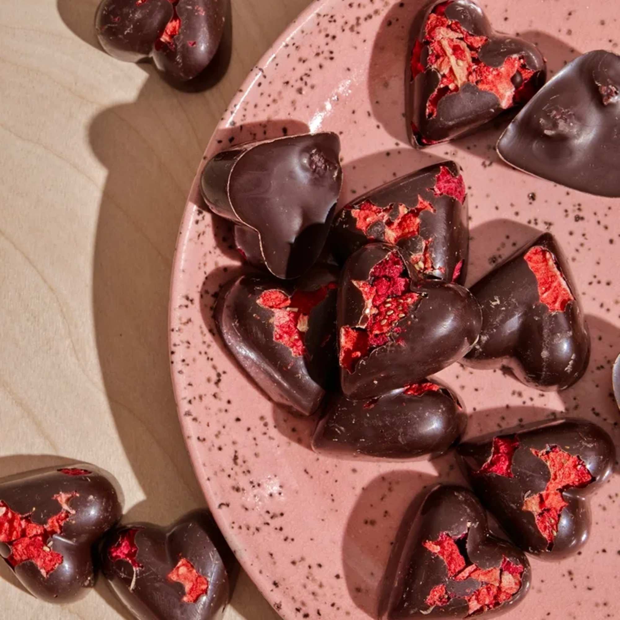 Hearts for Valentine's Day!  Even better, 70% dark chocolate hearts with