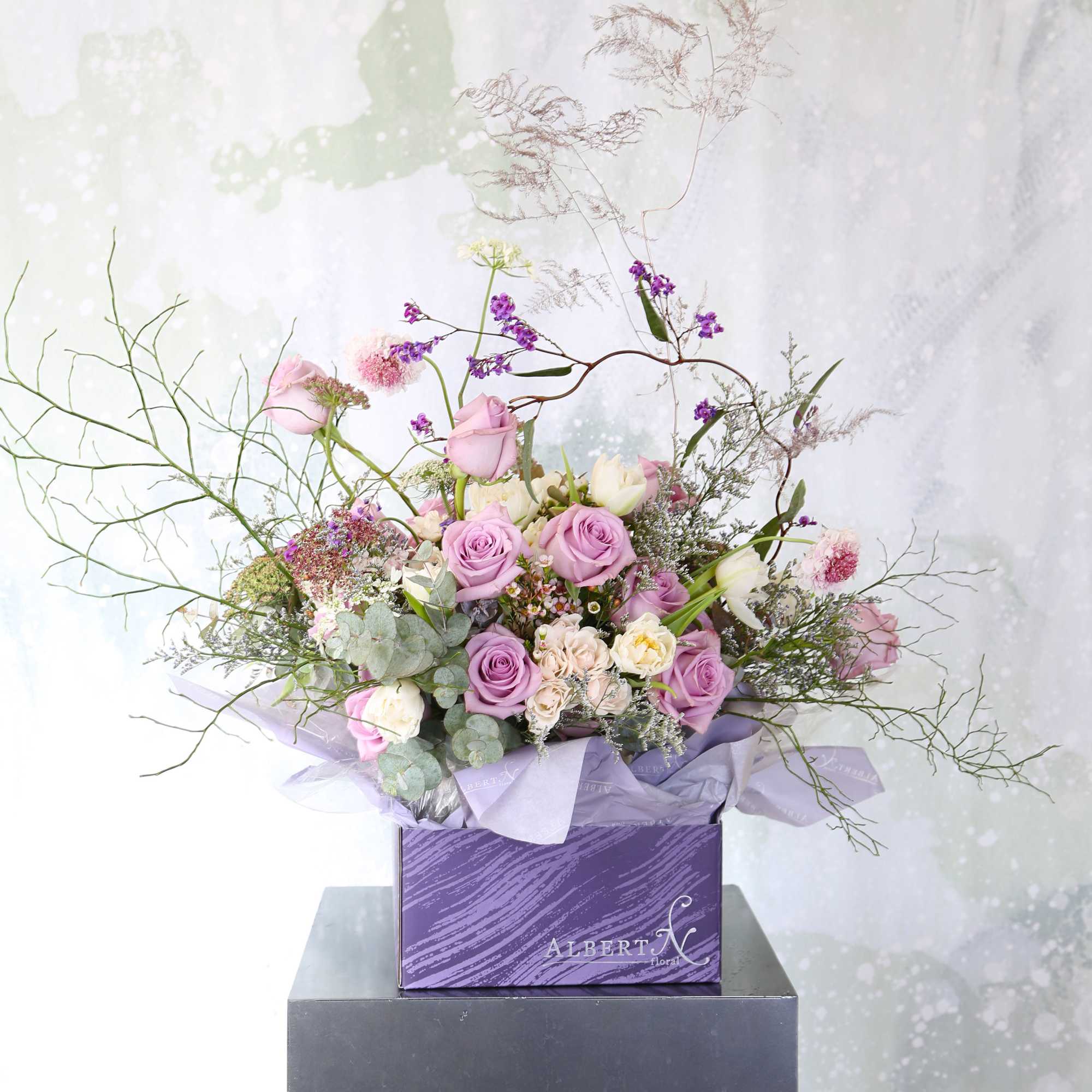 A soft gentle Lavender Ivory color palette create by 2 dozen garden