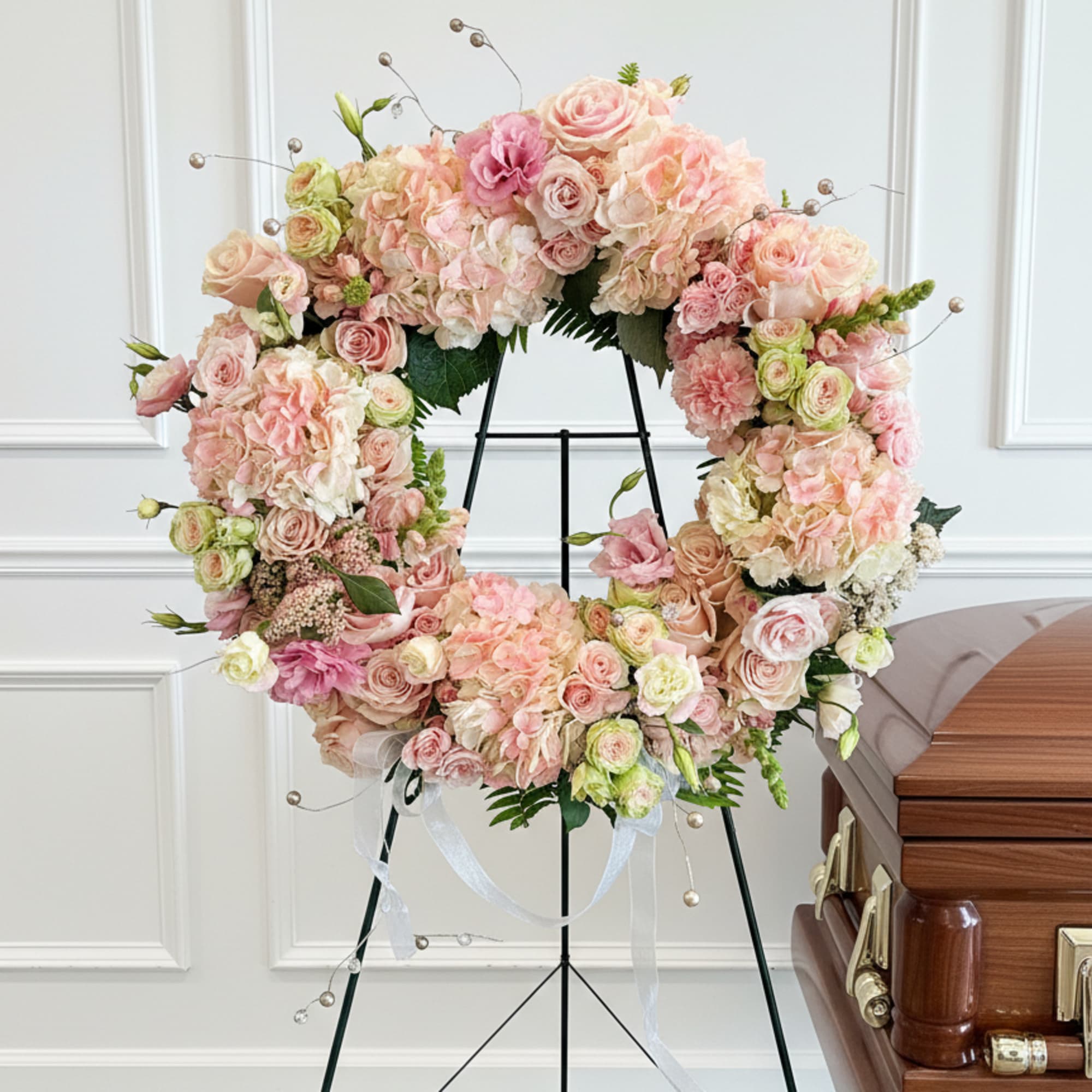 Her Remembered Floral Easel is a soft, graceful expression of love and