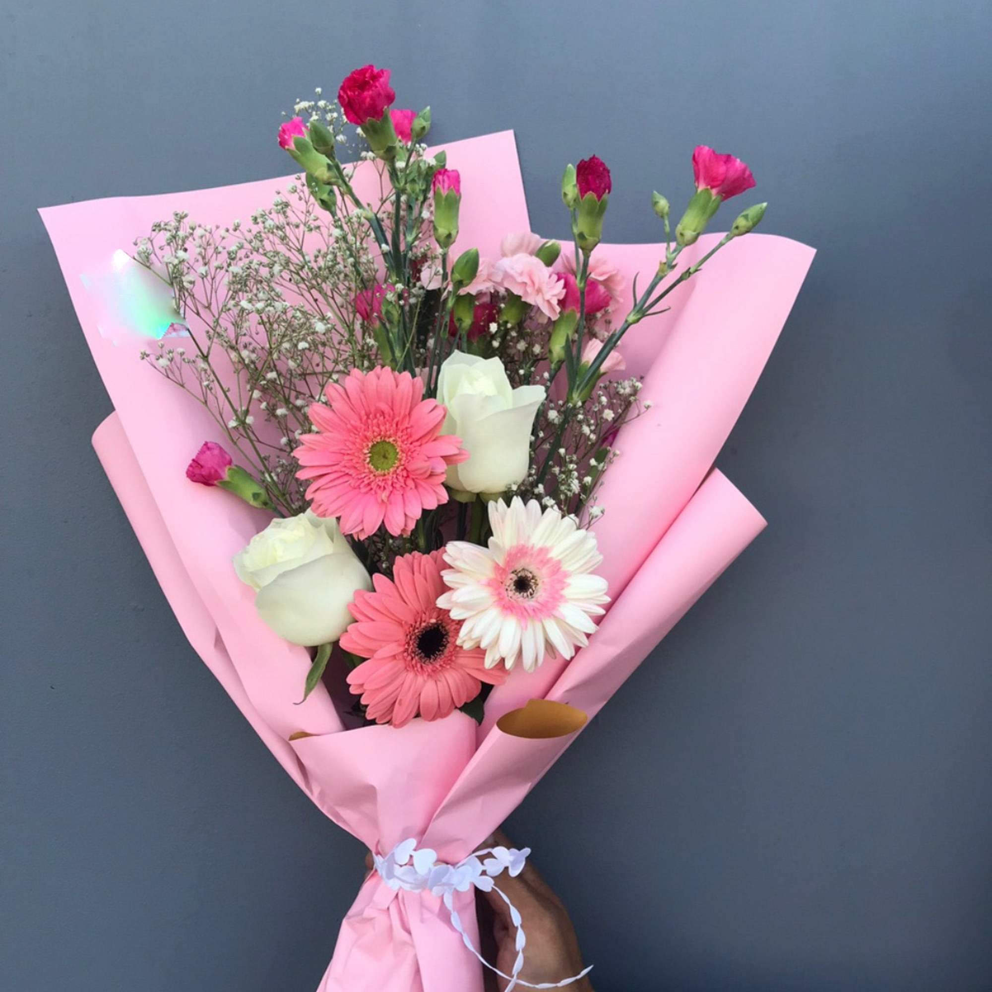 Cutest Pink and White Small Bouquetby Mokara Garden