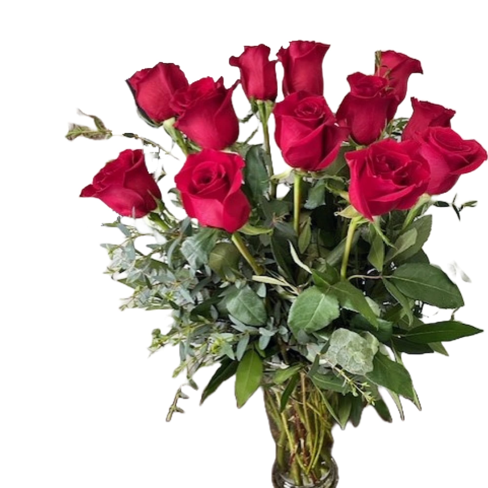 Showcasing premium long-stem roses with natural foliage, this arrangement, in a keepsake