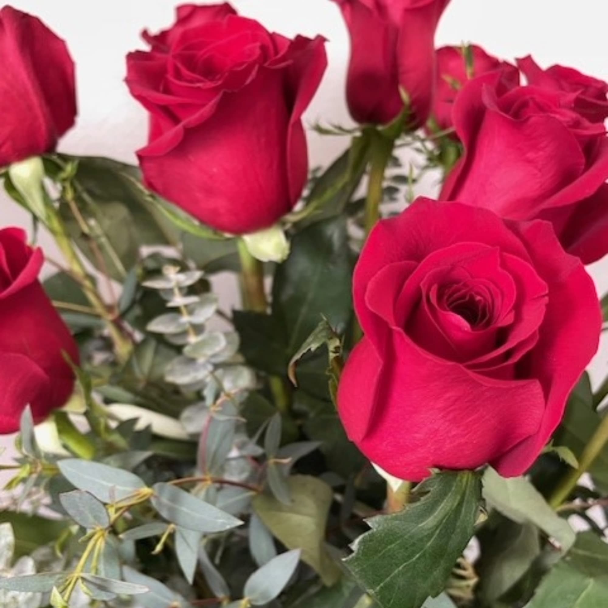 Showcasing premium long-stem roses with natural foliage, this arrangement, in a keepsake