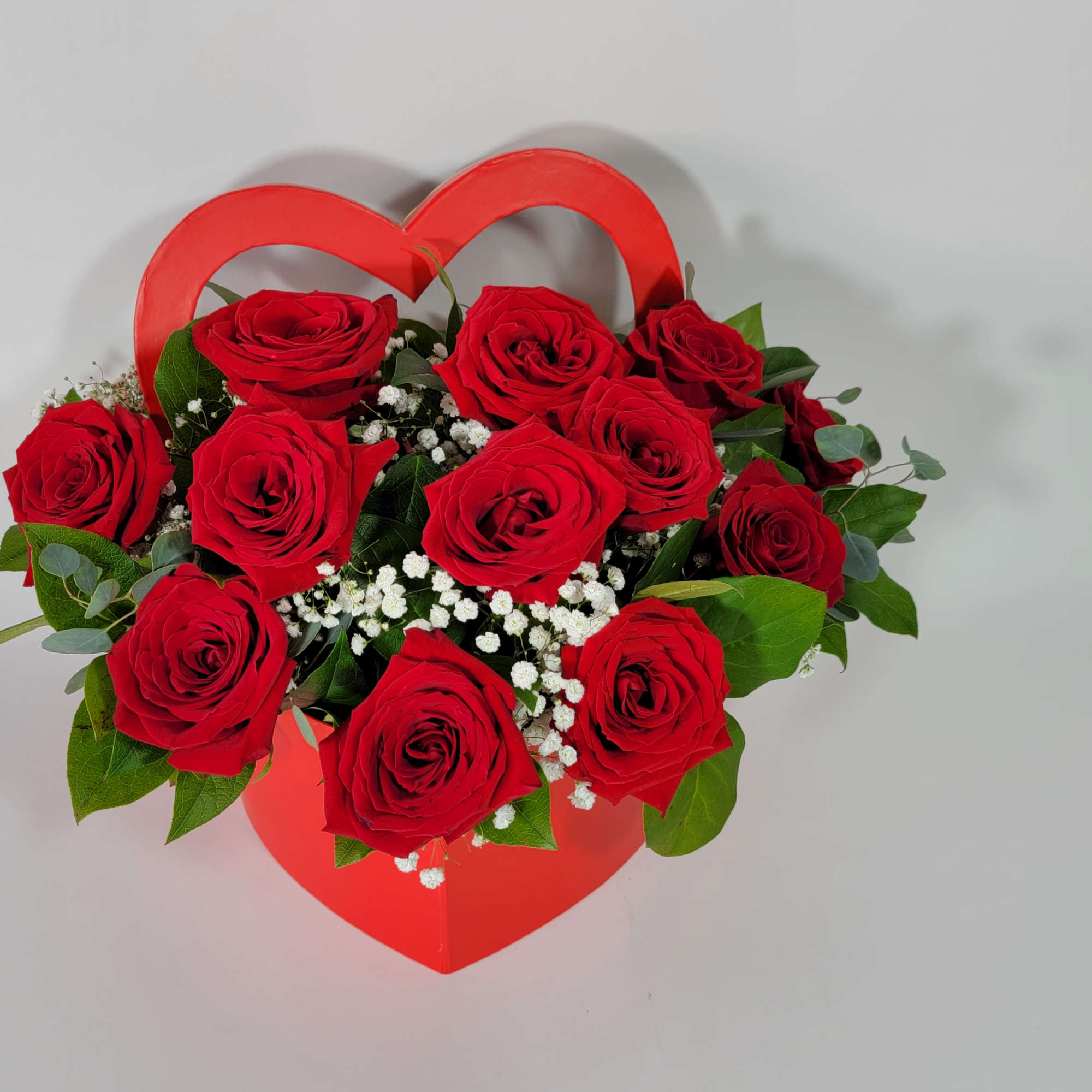 A box of 8, 12, or 24 premium red Roses.

(The color and