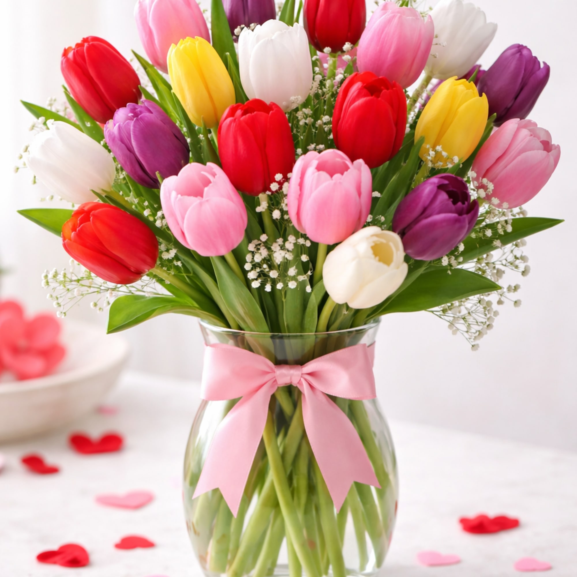 Tulips in Love

A romantic vase arrangement of fresh mixed tulips

Celebrate love in
