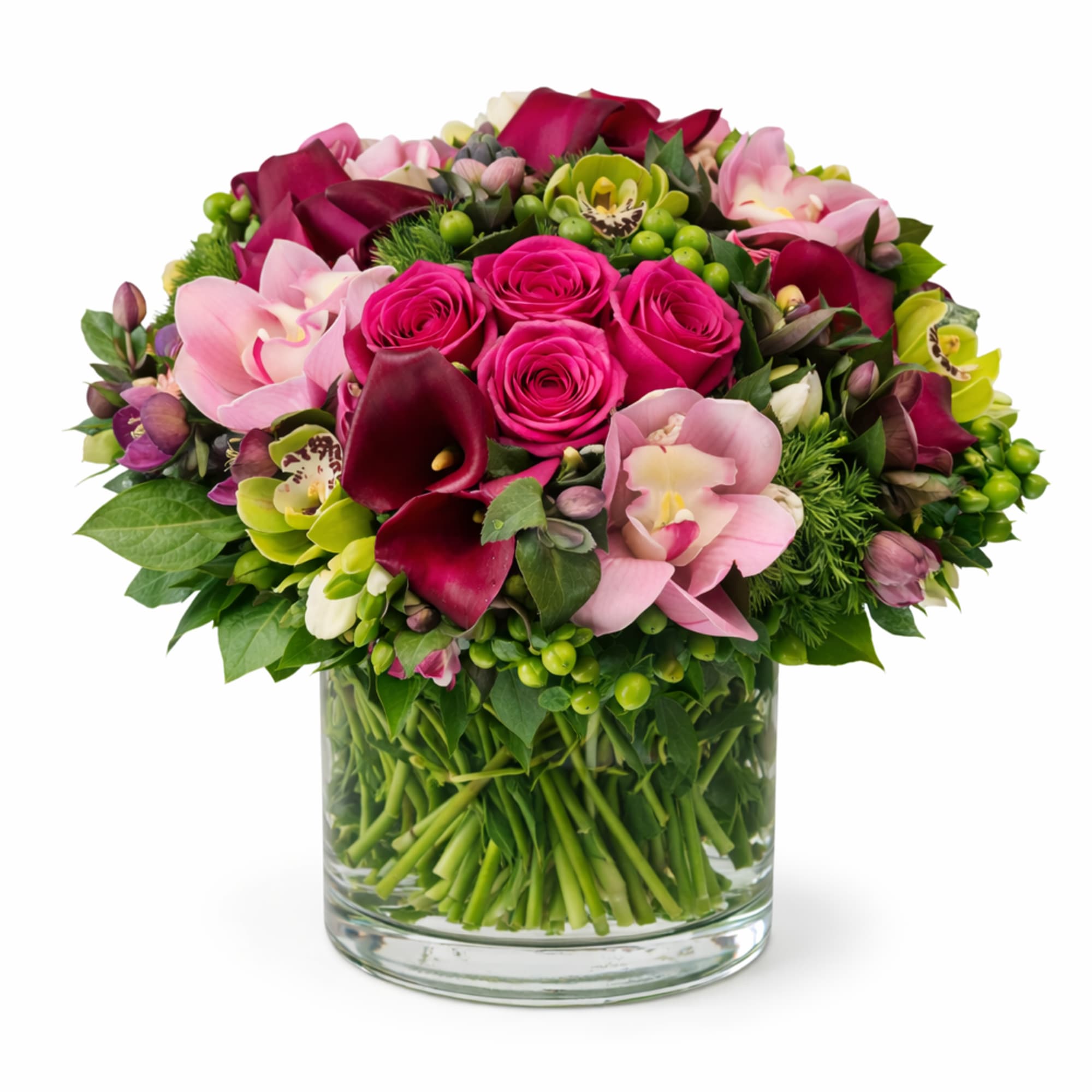 This enchanting arrangement is a combination of romantic pinks curated to captivate