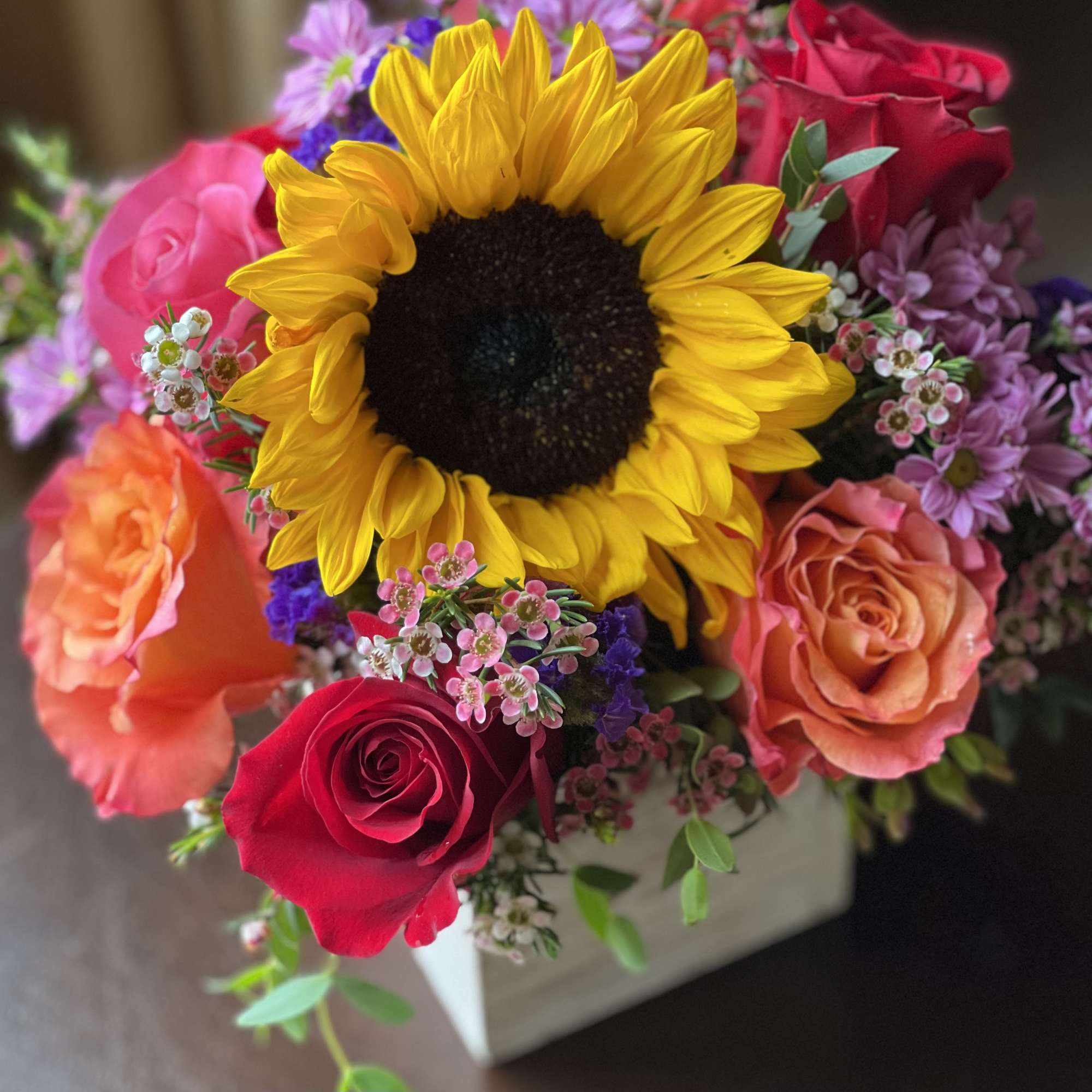 A whole lot of pretty in a tidy package. This bouquet fits