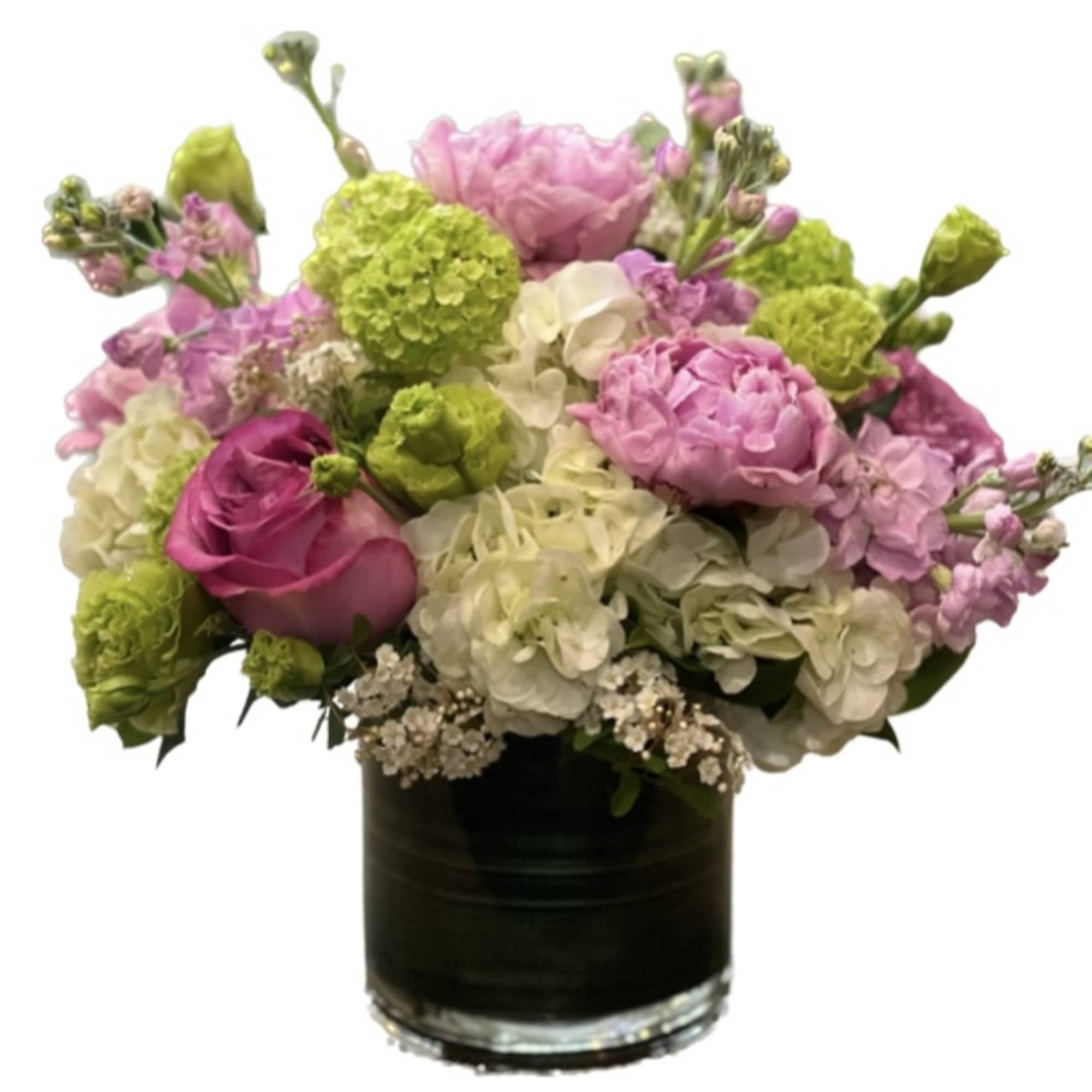 Brighten someone's day with this cheerful bouquet. This arrangement includes roses and