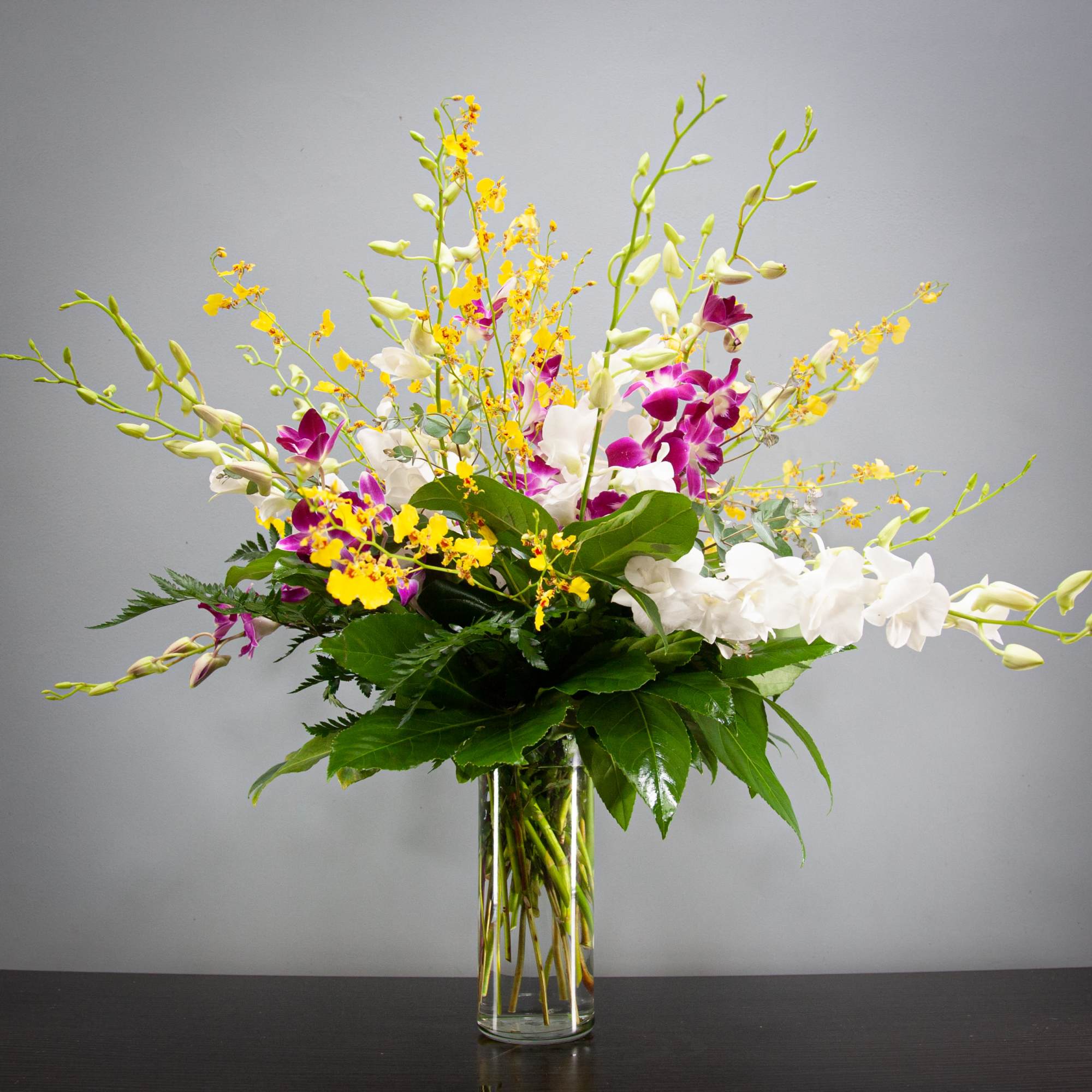 This dendrobium orchid arrangement makes a great gift for house warming parties