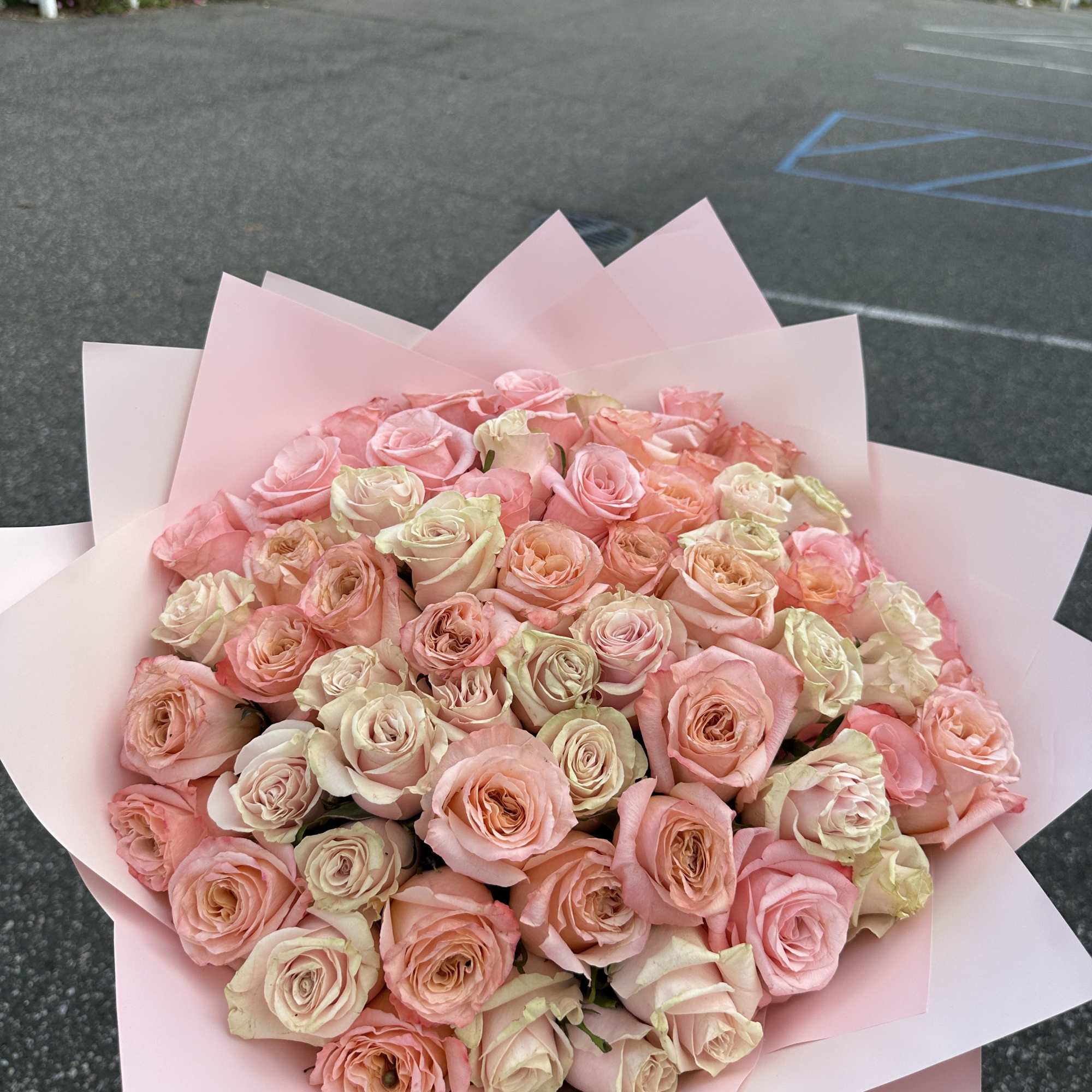 Ramo buchon rosado de 50 rosas para enviar a cualquier lugar de