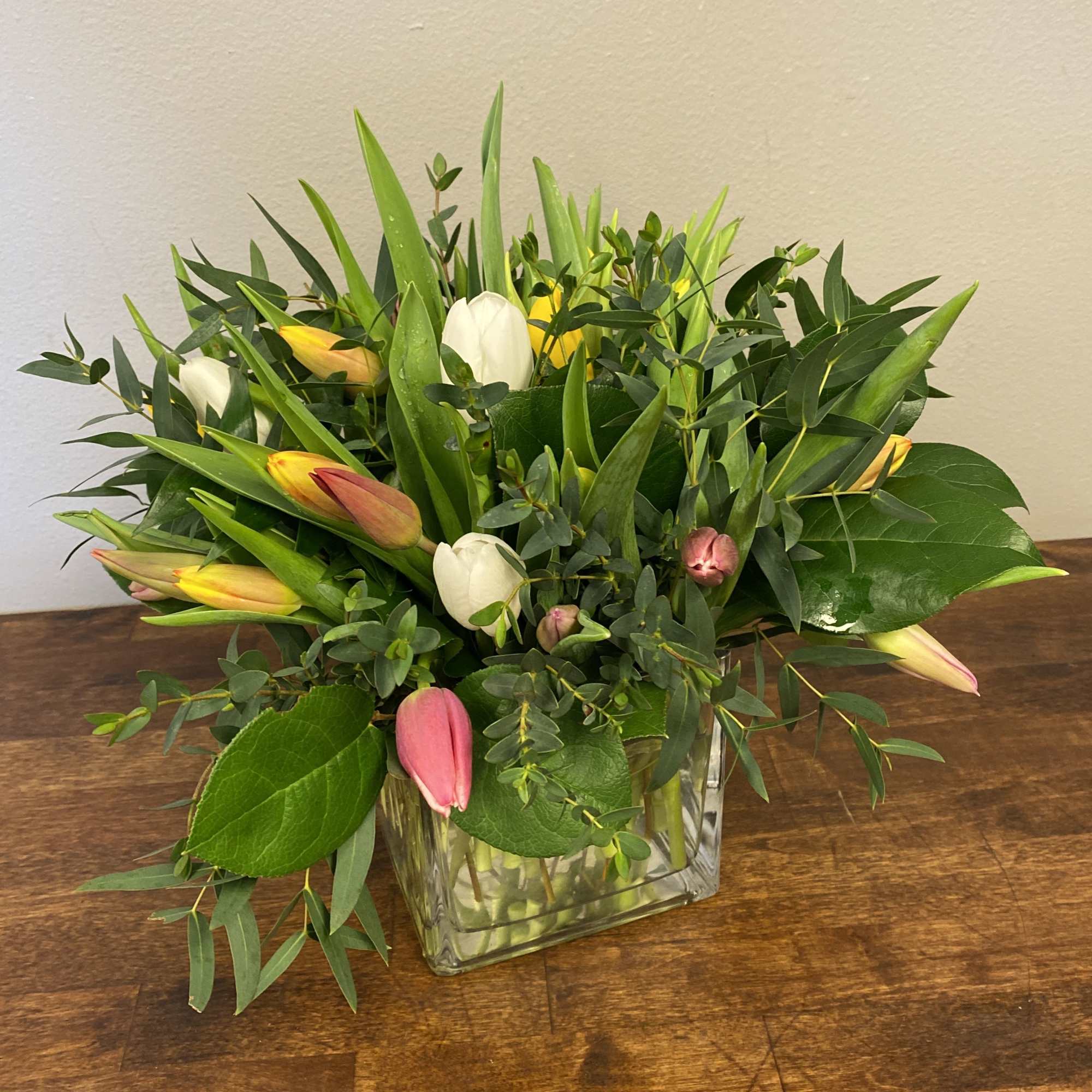 24 assorted tulips herald the arrival of the season, beautifully designed in