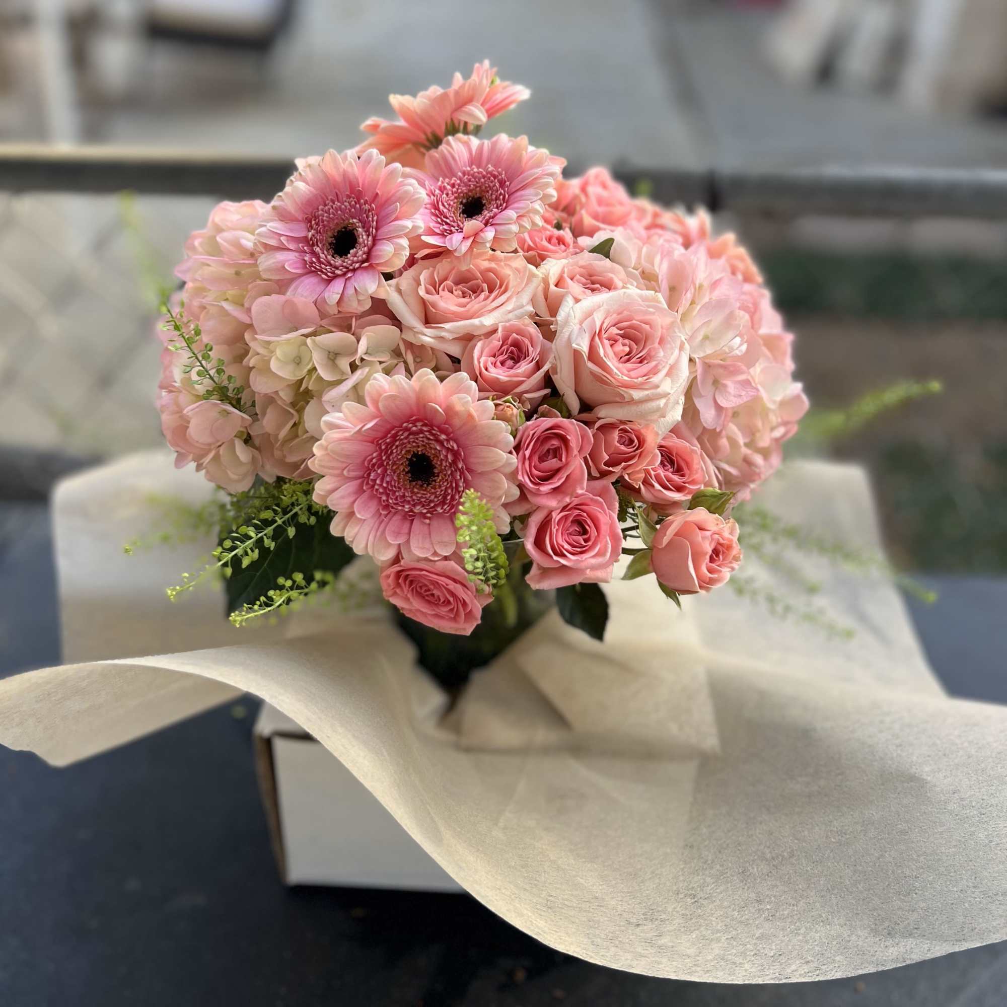 A cute and sweet pink arrangement