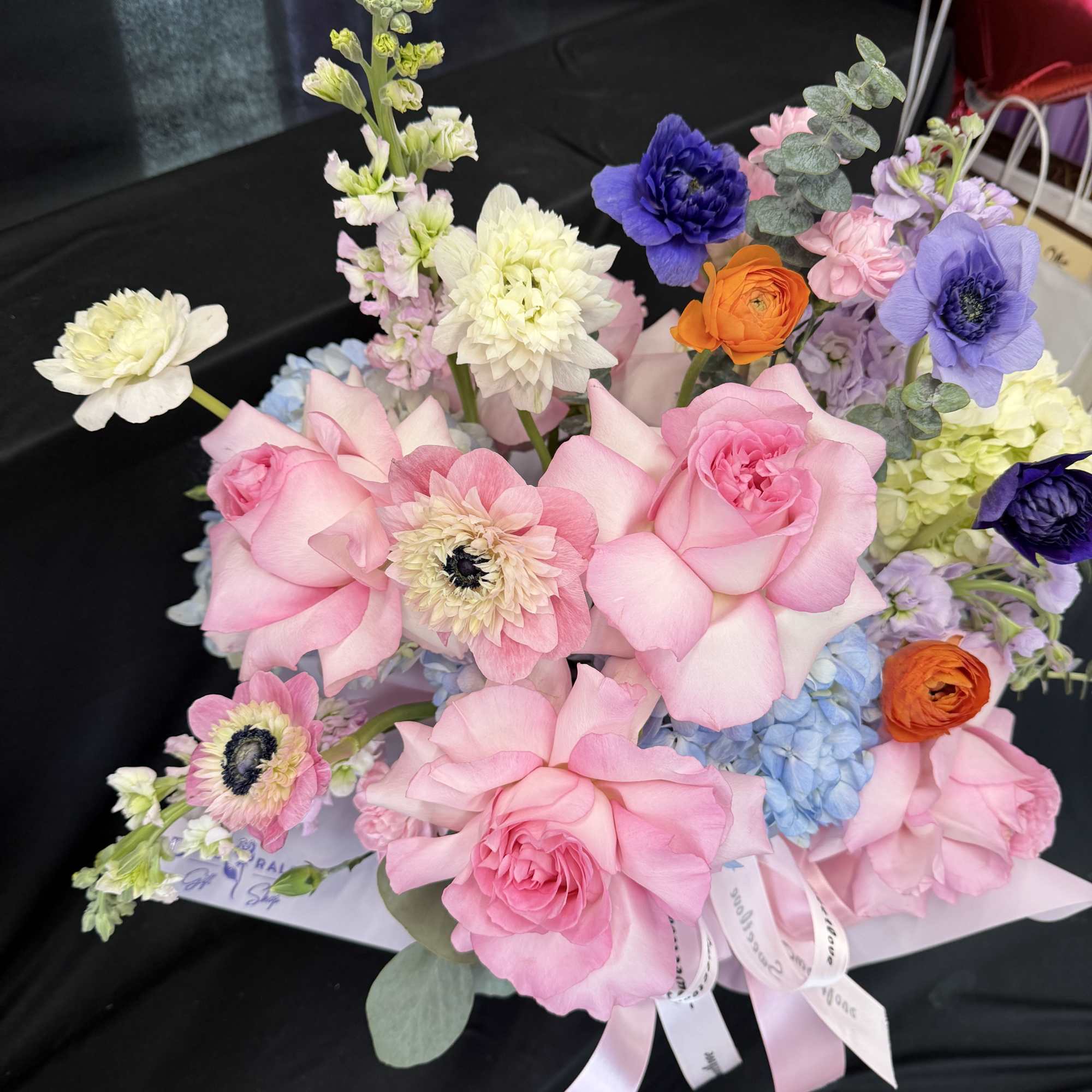 Just smile like you are blooming 
Mixed collar with a white blue