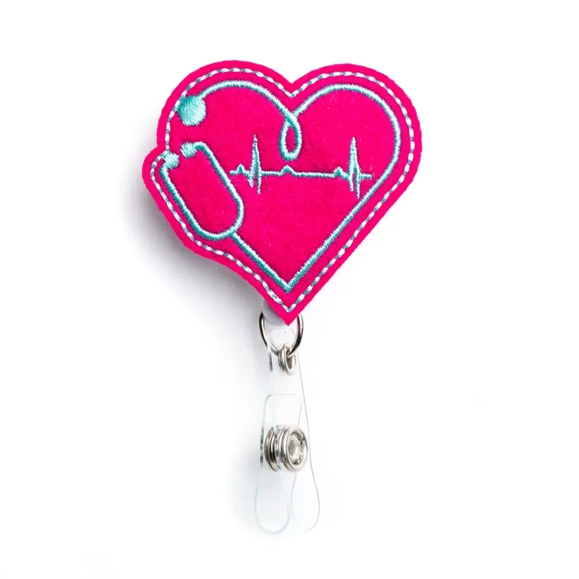 HOLDERS AVAILABLE: 
EKG HEART
KIDNEY 360
PINK BOW BANDAGE
SYRINGE
UTERUS
- 360-degree rotating alligator clip
- Retractable