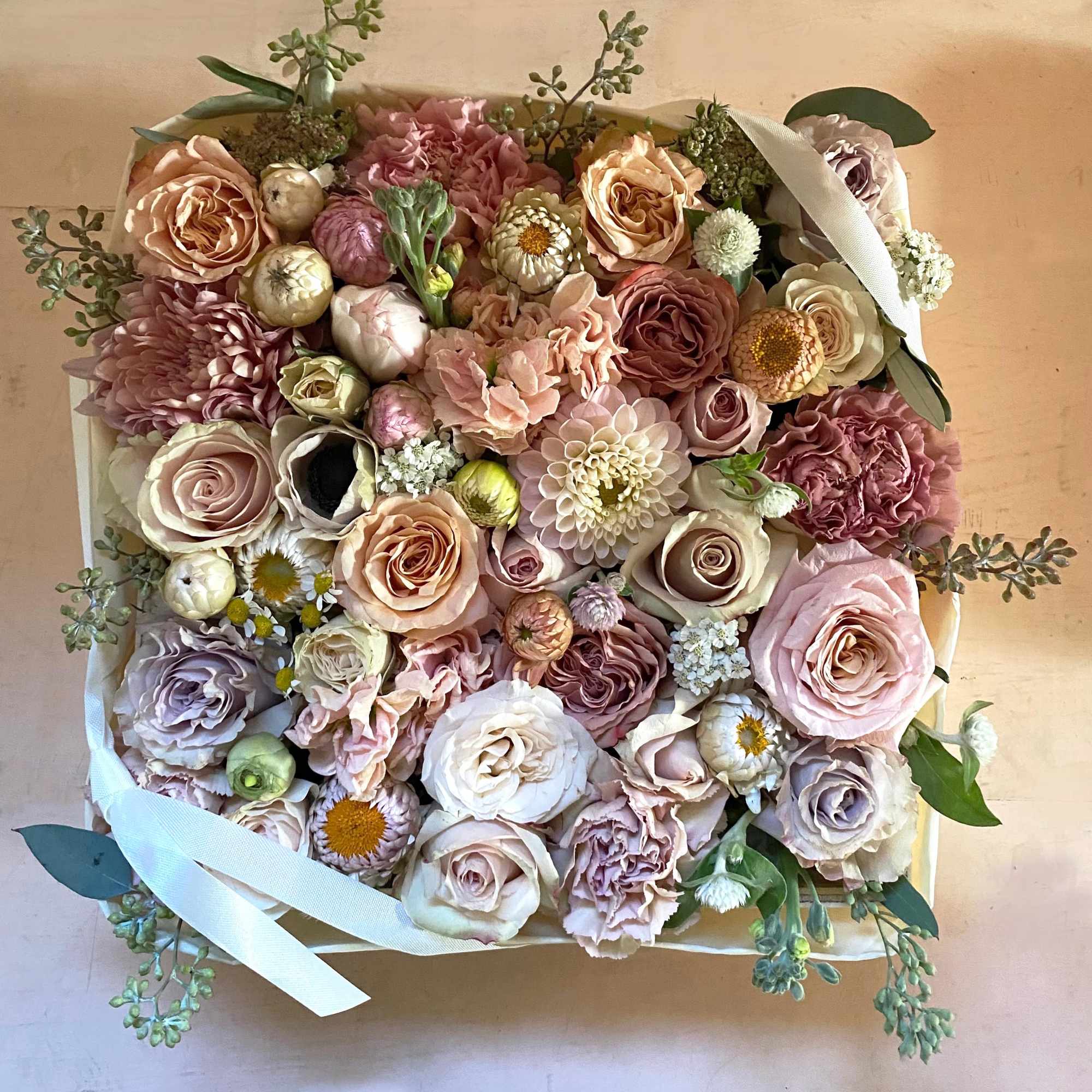 Beautiful blooming signature Blomst flower box full of fresh flowers in a