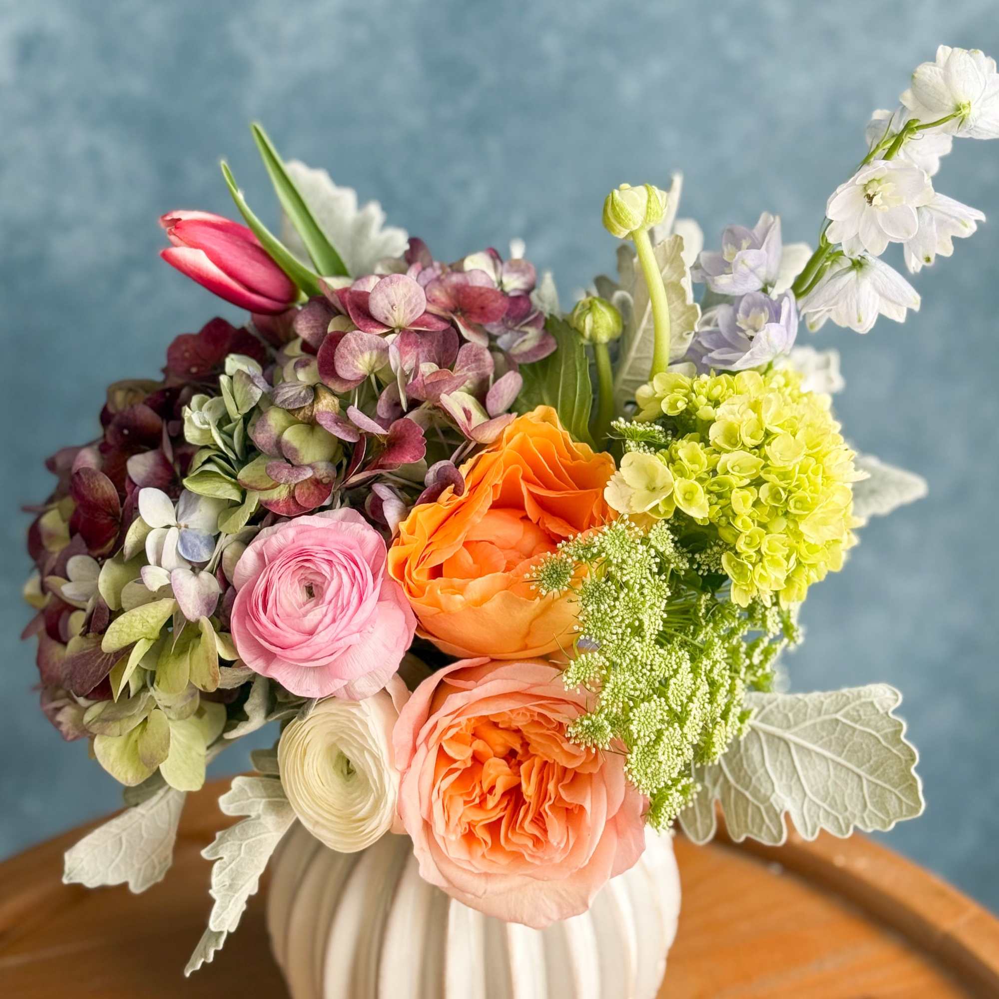 Sugar Crush is a dreamy blend of blush, peach, and lavender blooms