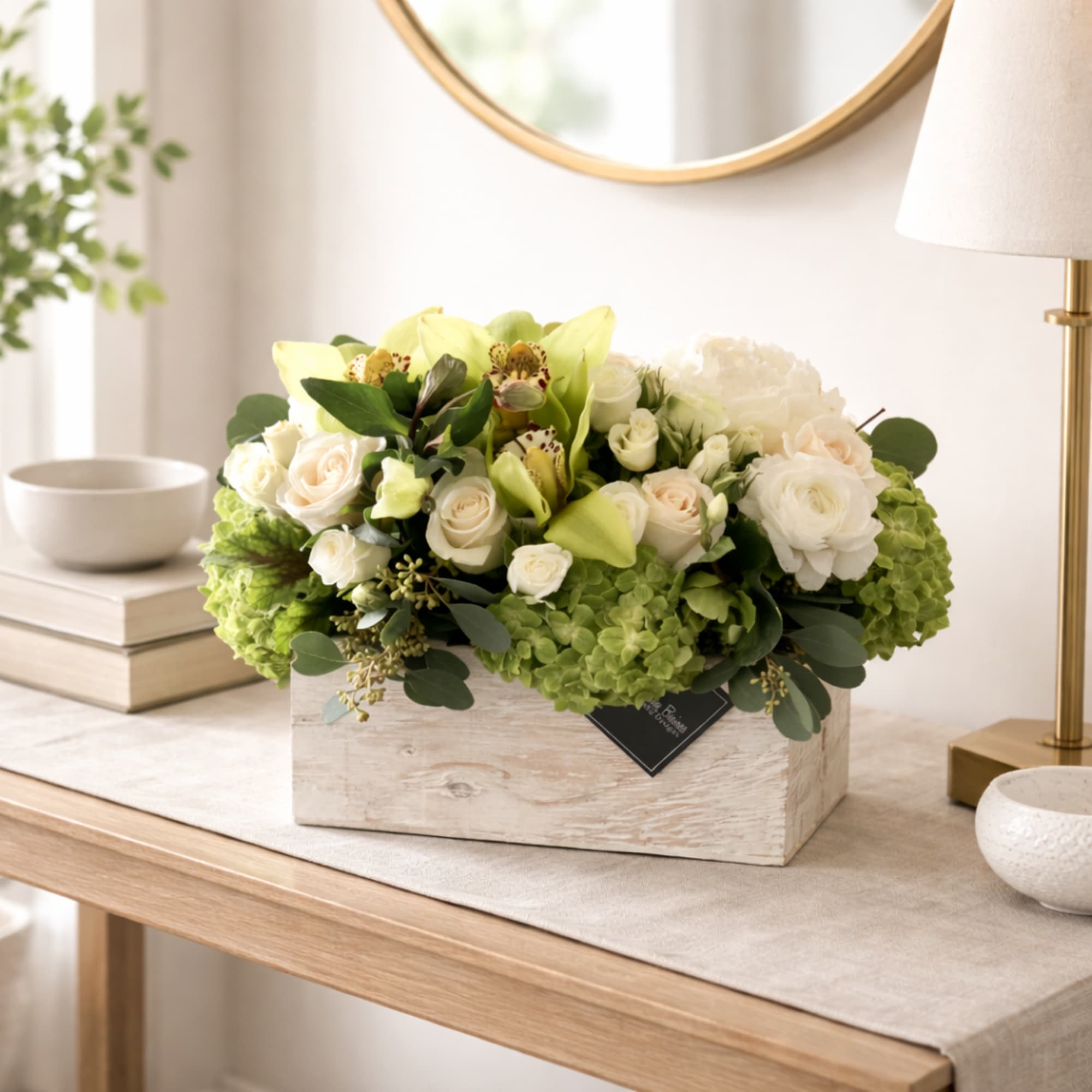 Picture this: a wooden white wash box, brimming with the most pristine