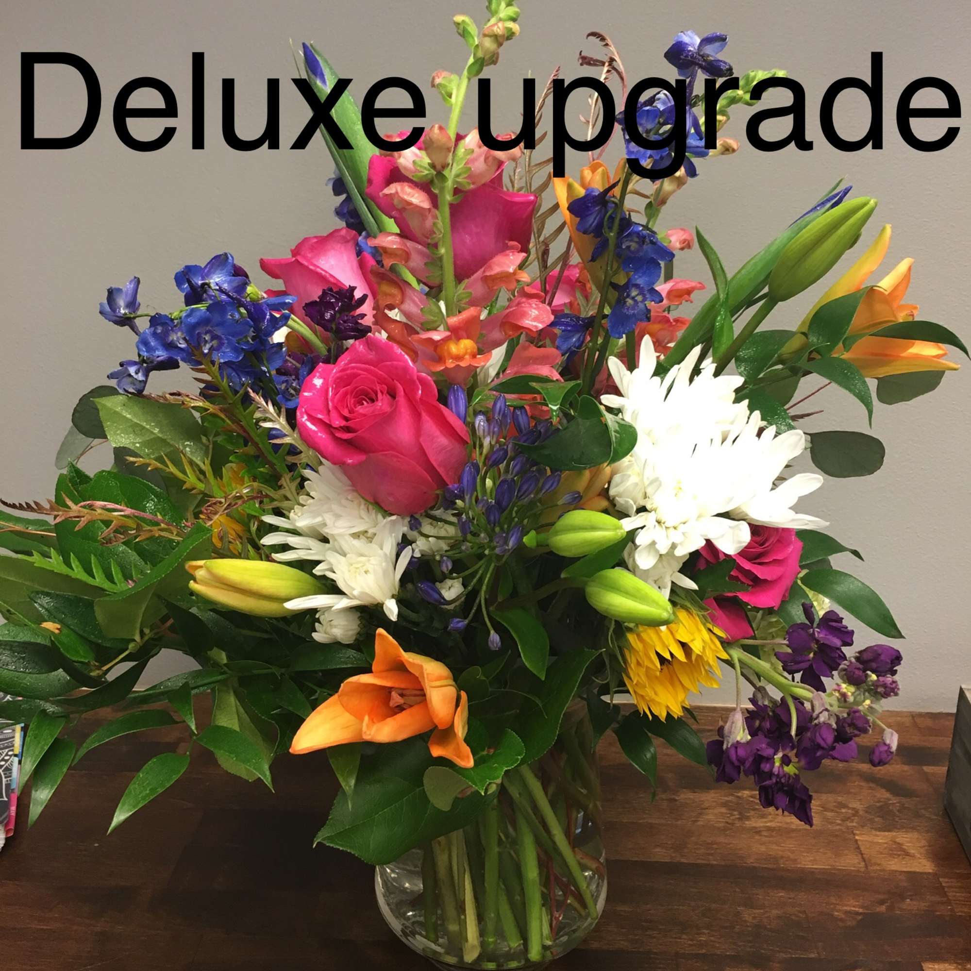 Bright colors shine in the design- orange, yellow, purple and red are