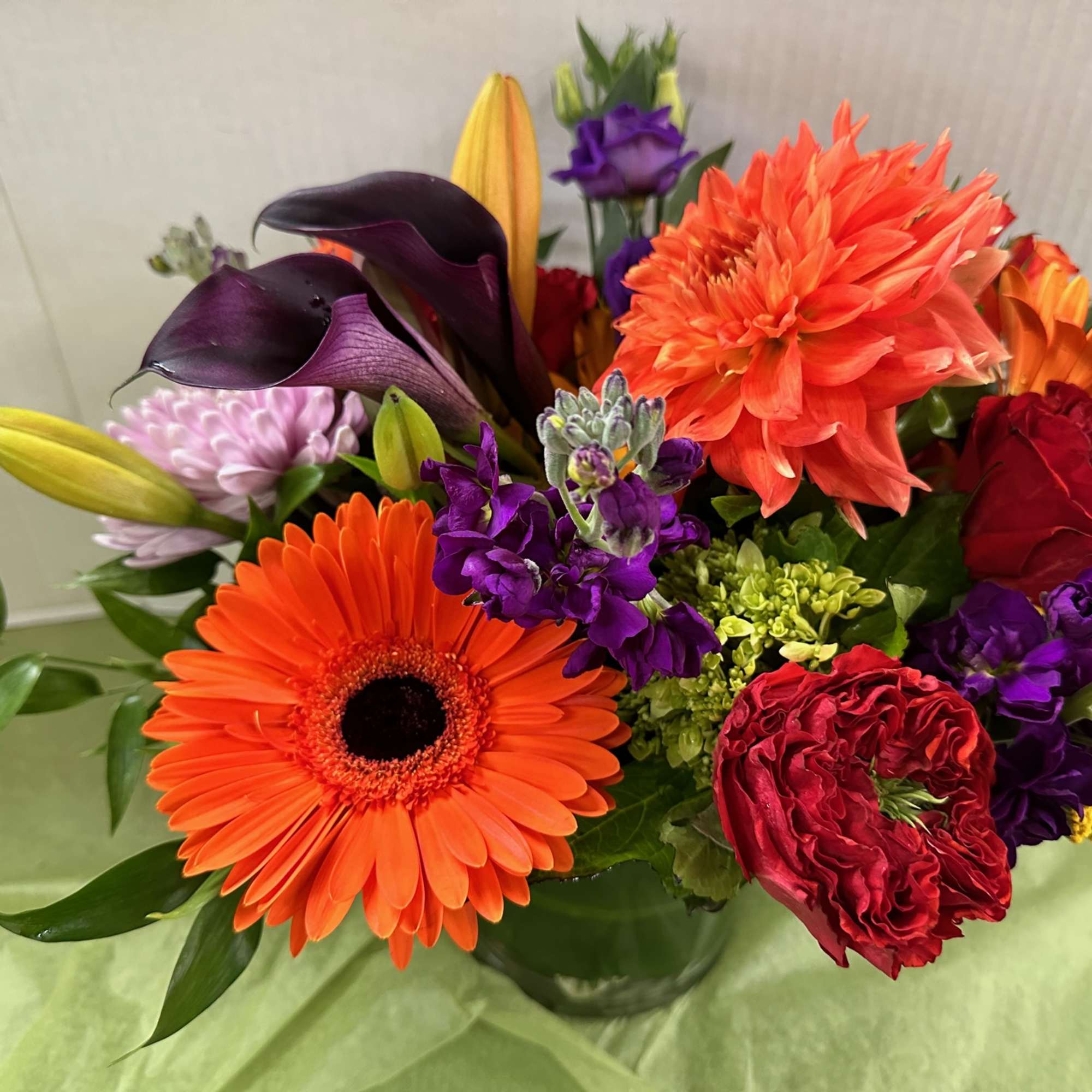 Assorted Asiatic Lilies, Roses, Alstromeria, Fancy Greens