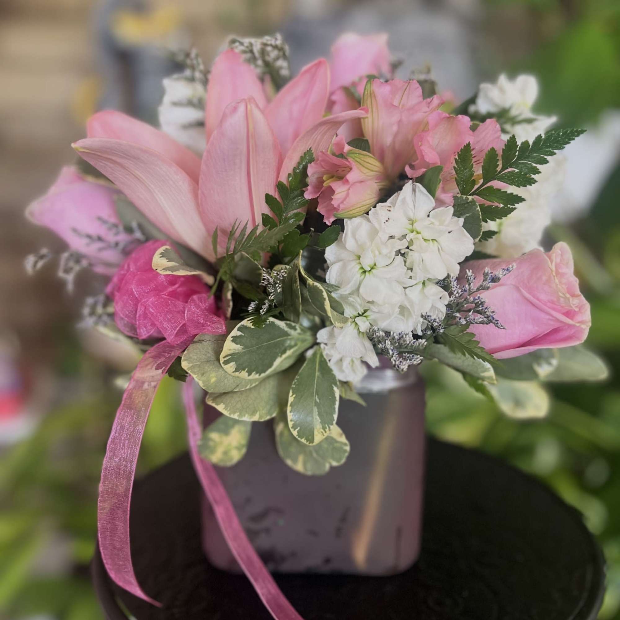 fresh flowers in cube 